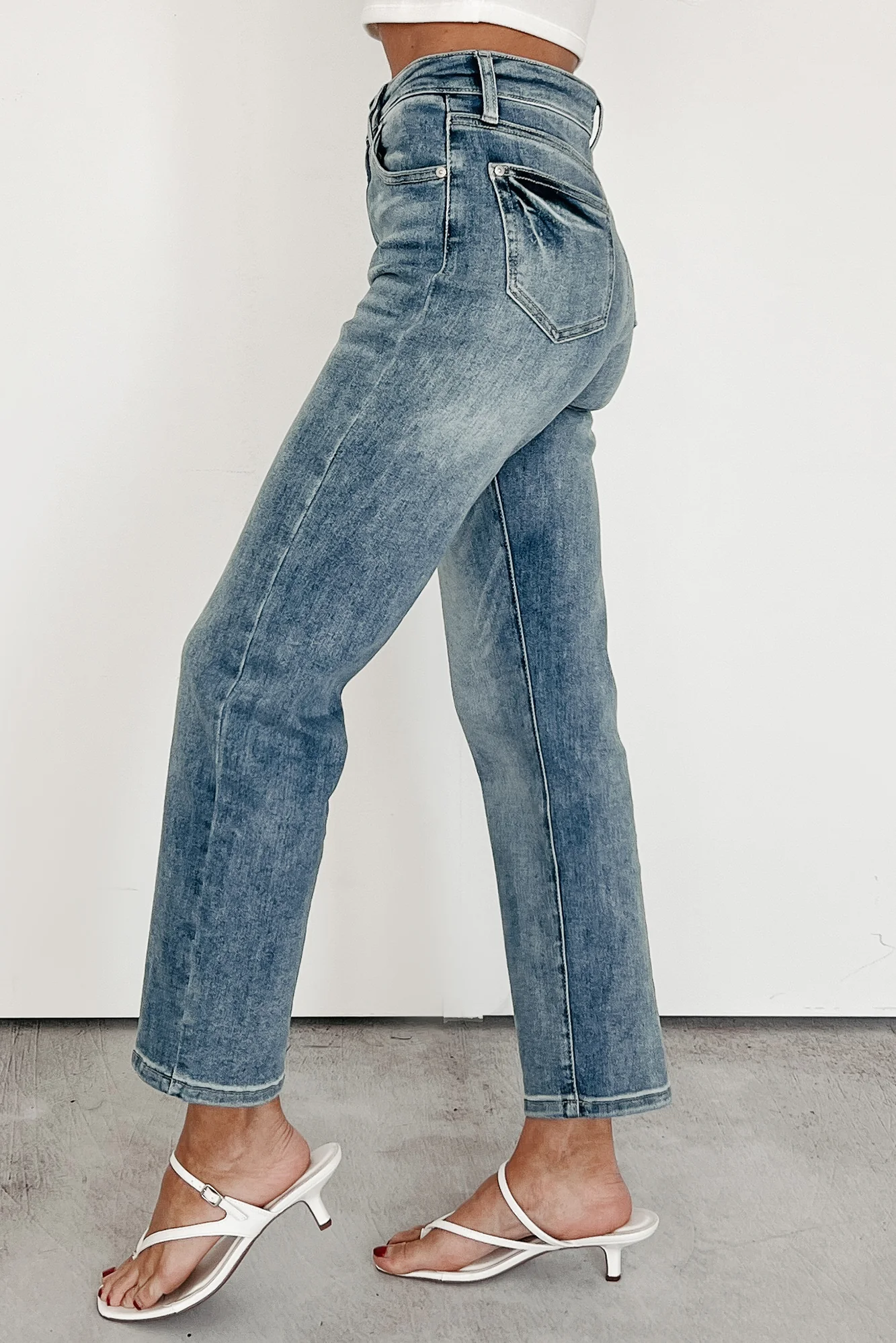 Halle Tummy Control Straight Saige Jeans (Medium Dark) - Image 4