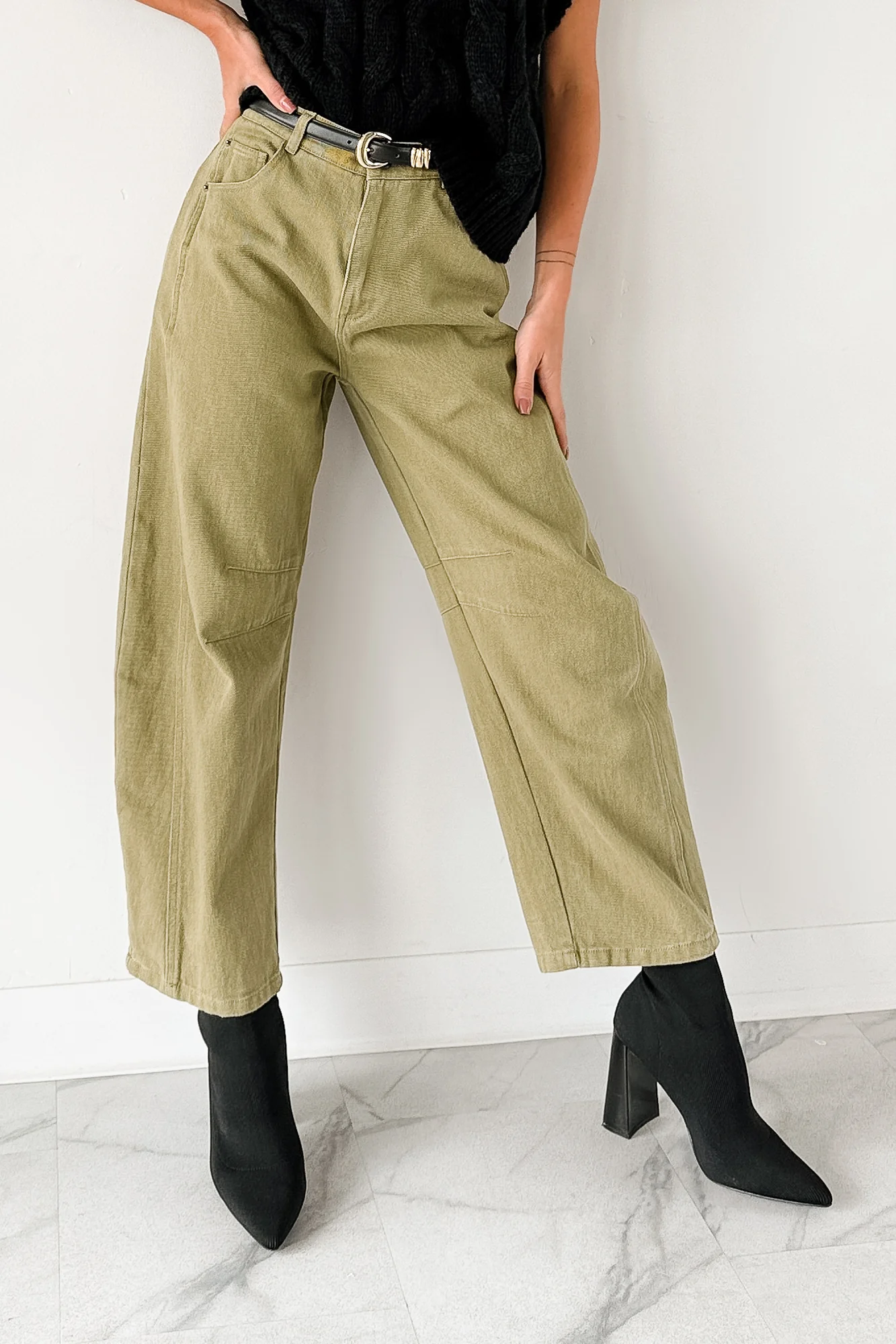 Hansen Hight Rise Barrel Jeans (Olive) - Image 2