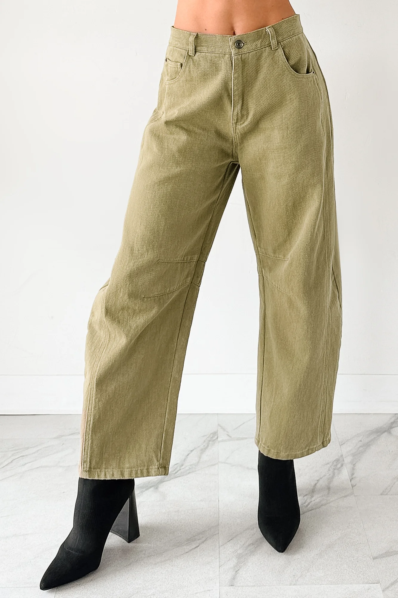 Hansen Hight Rise Barrel Jeans (Olive) - Image 3