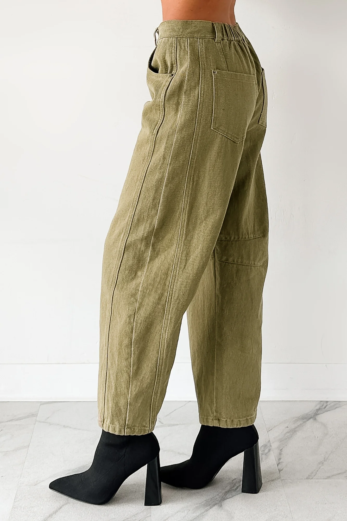 Hansen Hight Rise Barrel Jeans (Olive) - Image 4