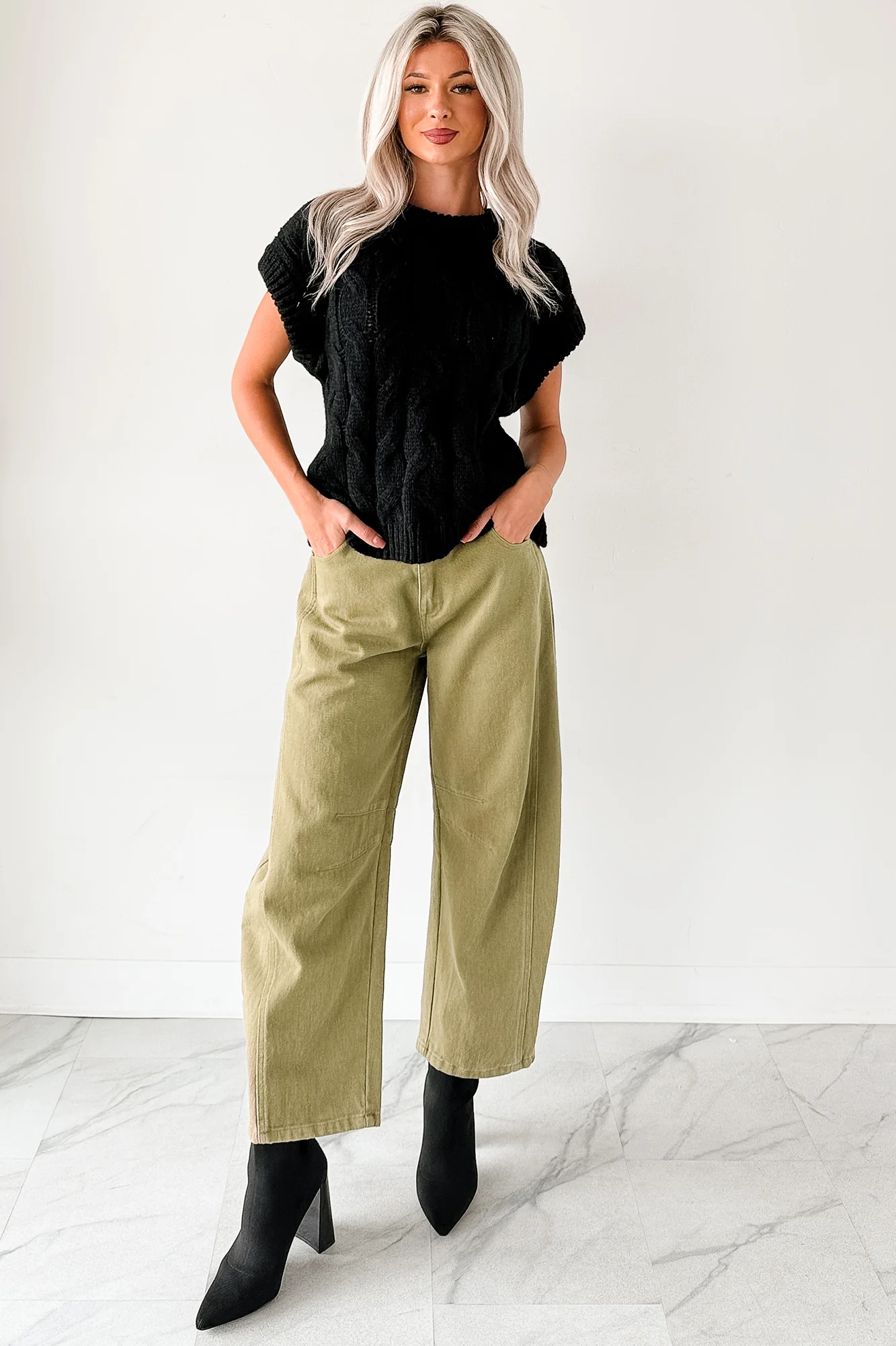 Hansen Hight Rise Barrel Jeans (Olive) - Image 6