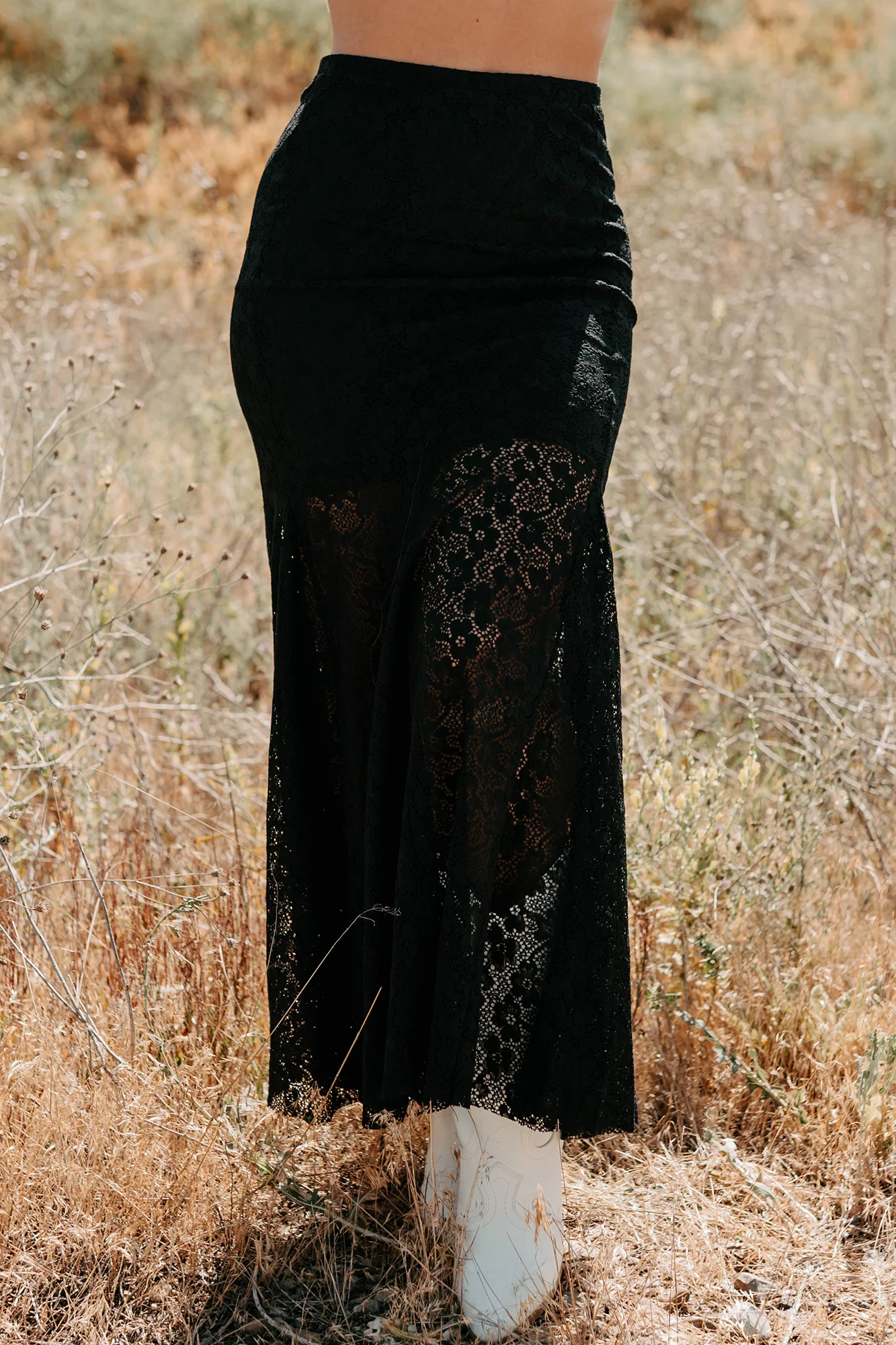 Hard Launch Love Floral Lace Maxi Skirt (Black) - Image 5