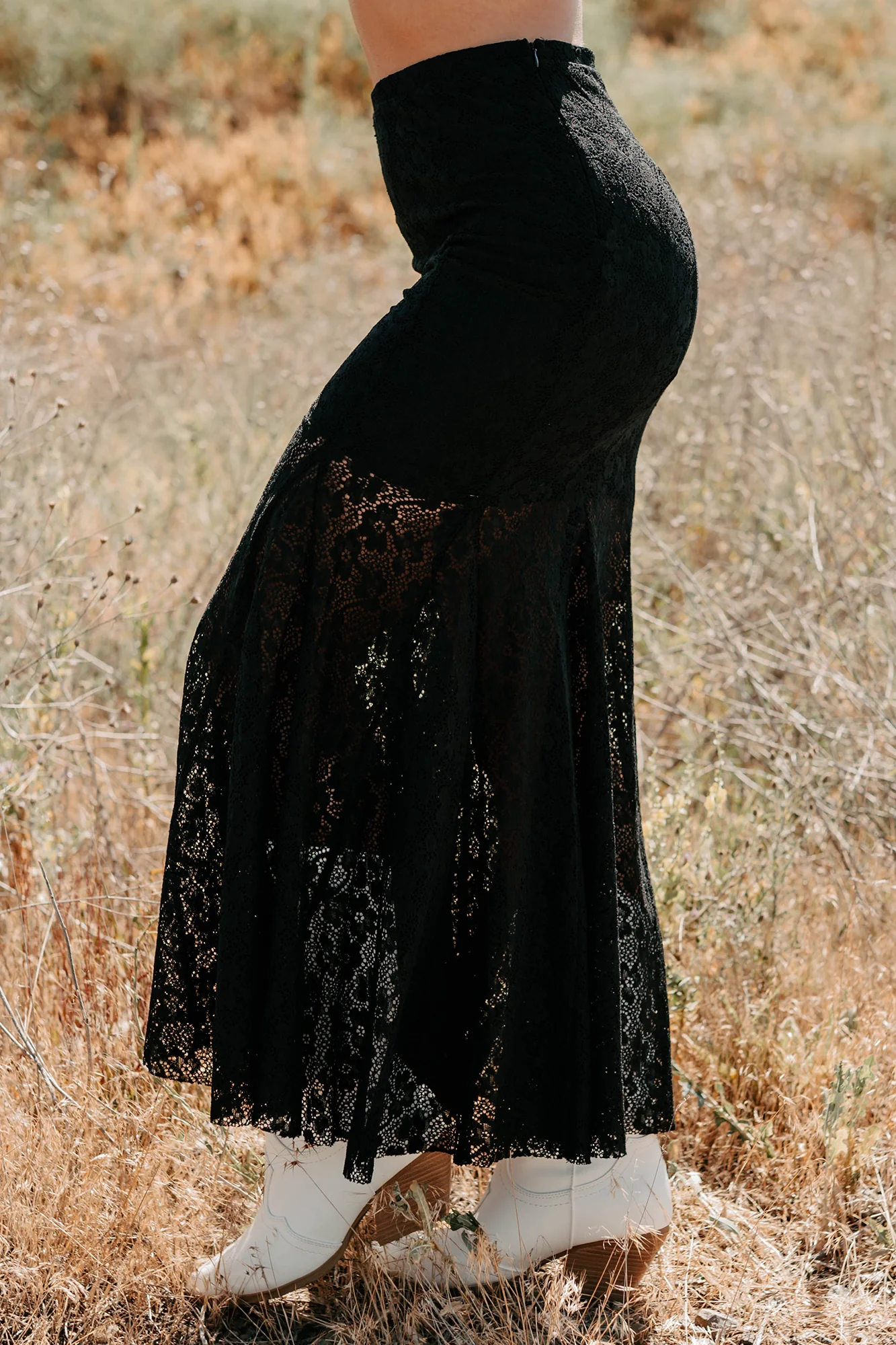 Hard Launch Love Floral Lace Maxi Skirt (Black) - Image 6
