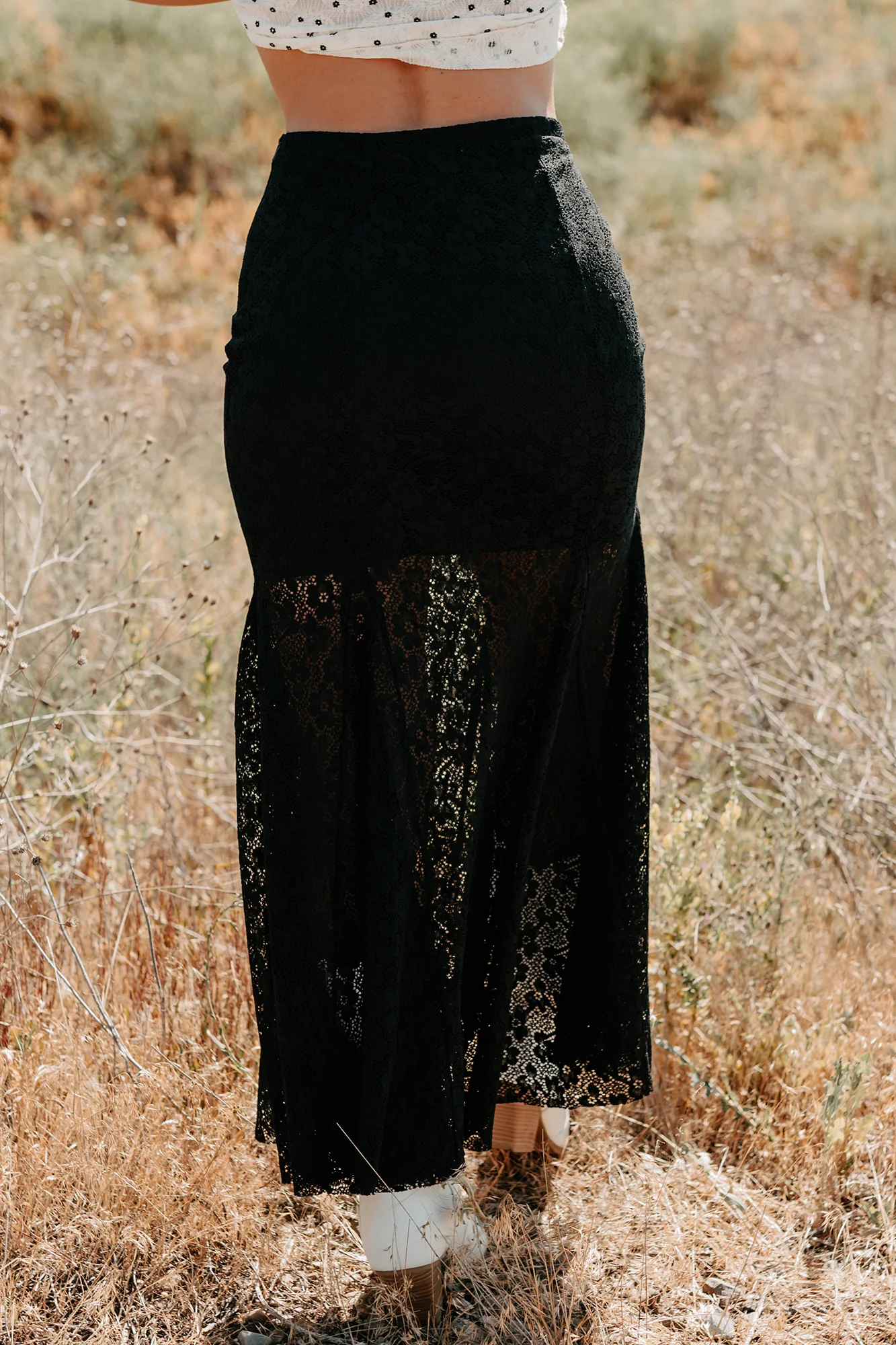 Hard Launch Love Floral Lace Maxi Skirt (Black) - Image 7