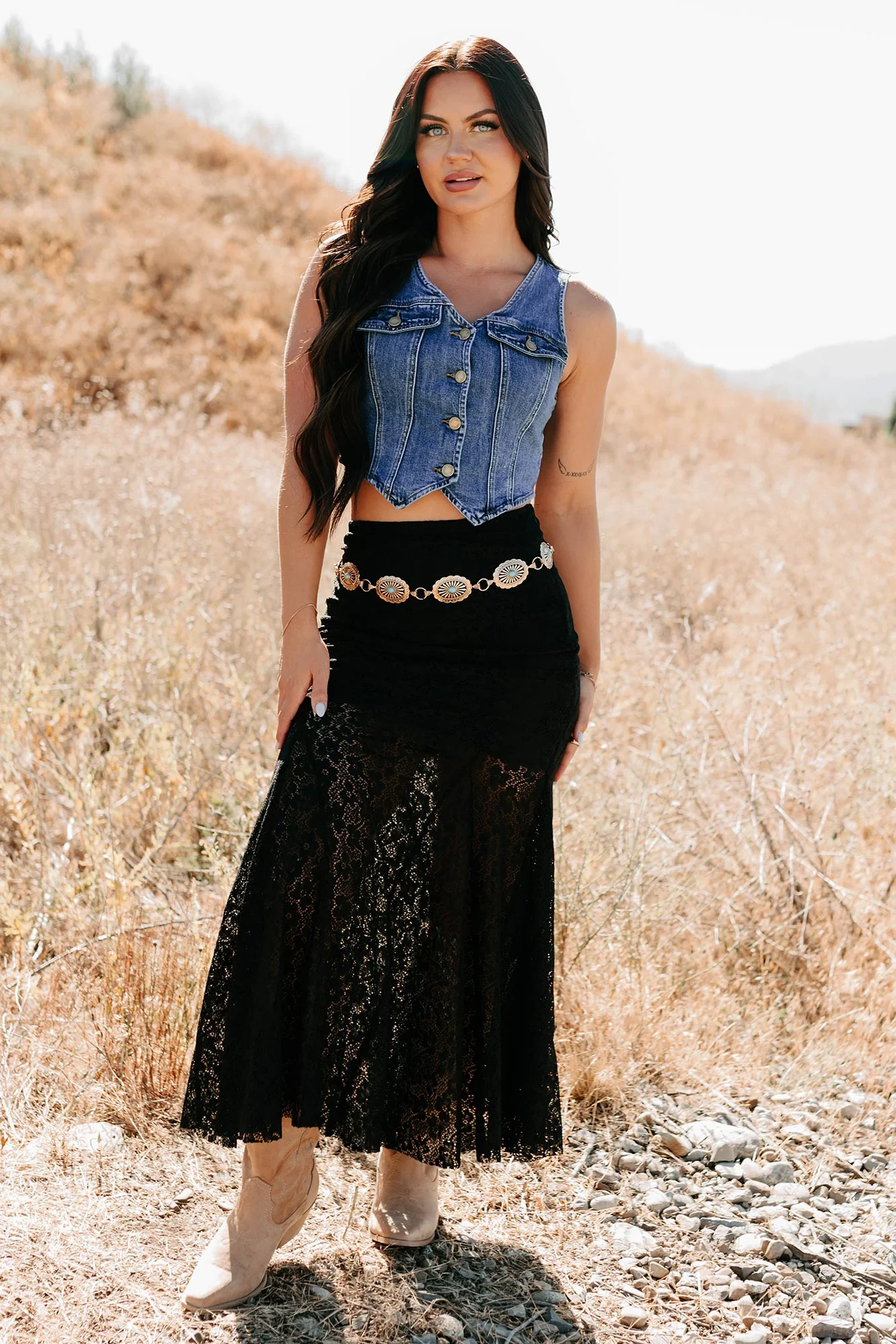 Hard Launch Love Floral Lace Maxi Skirt (Black) - Image 8
