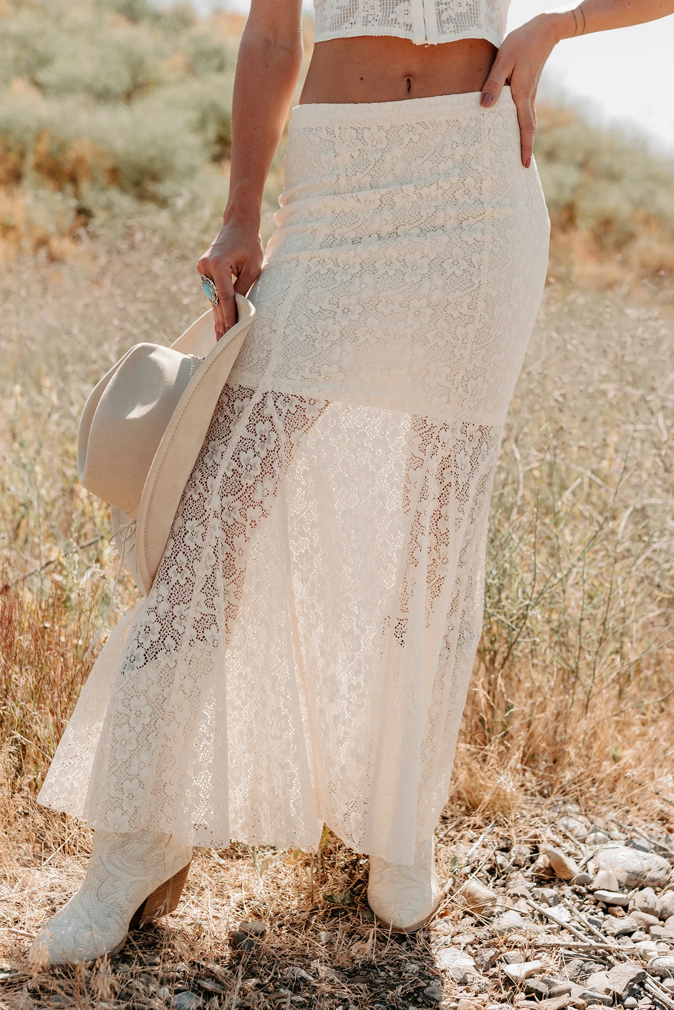 Hard Launch Love Floral Lace Maxi Skirt (Cream) - Image 4
