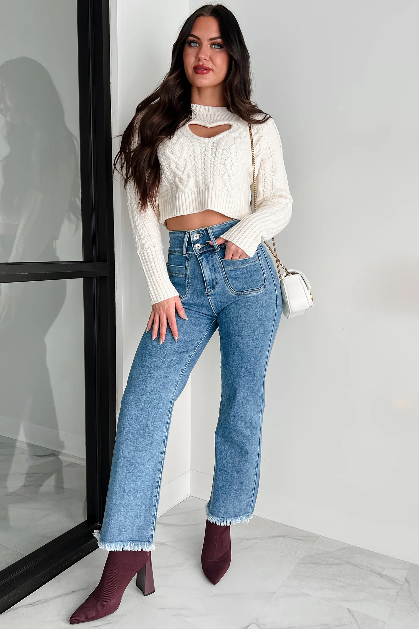 Harris High Rise Special A Frayed Hem Straight Leg Jeans (Medium) - Image 11