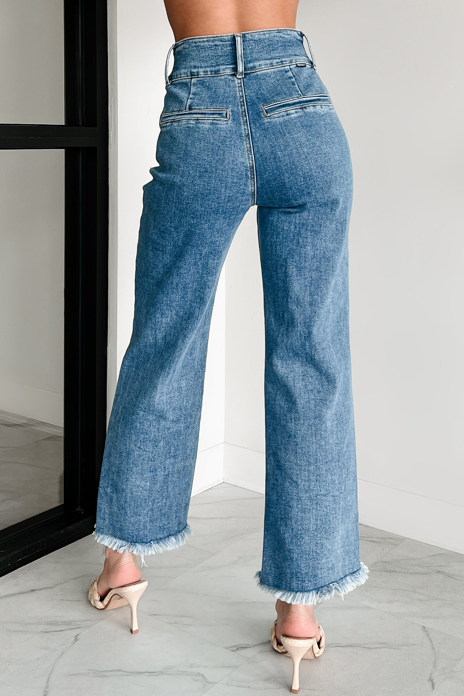 Harris High Rise Special A Frayed Hem Straight Leg Jeans (Medium) - Image 4