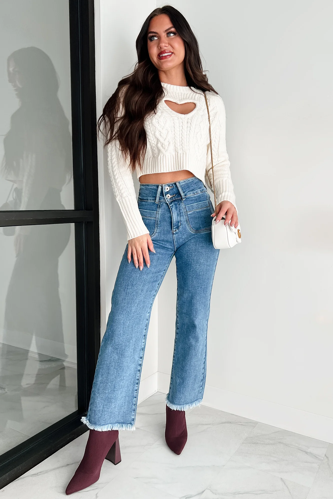 Harris High Rise Special A Frayed Hem Straight Leg Jeans (Medium) - Image 6
