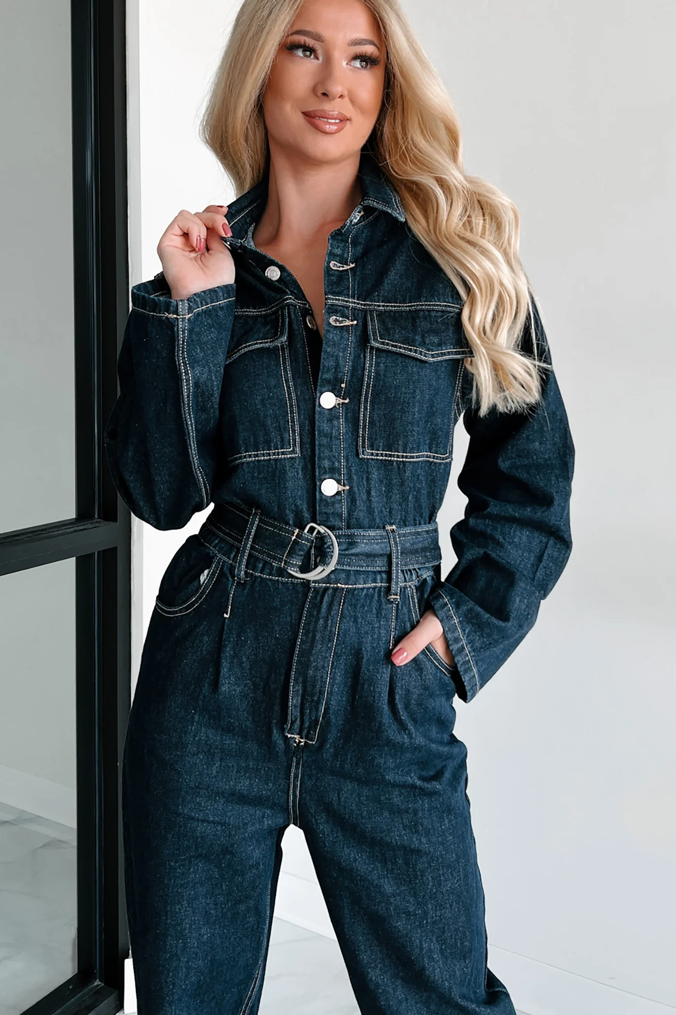 Harvest Hopes Denim Jumpsuit (Dark Indigo) - Image 6