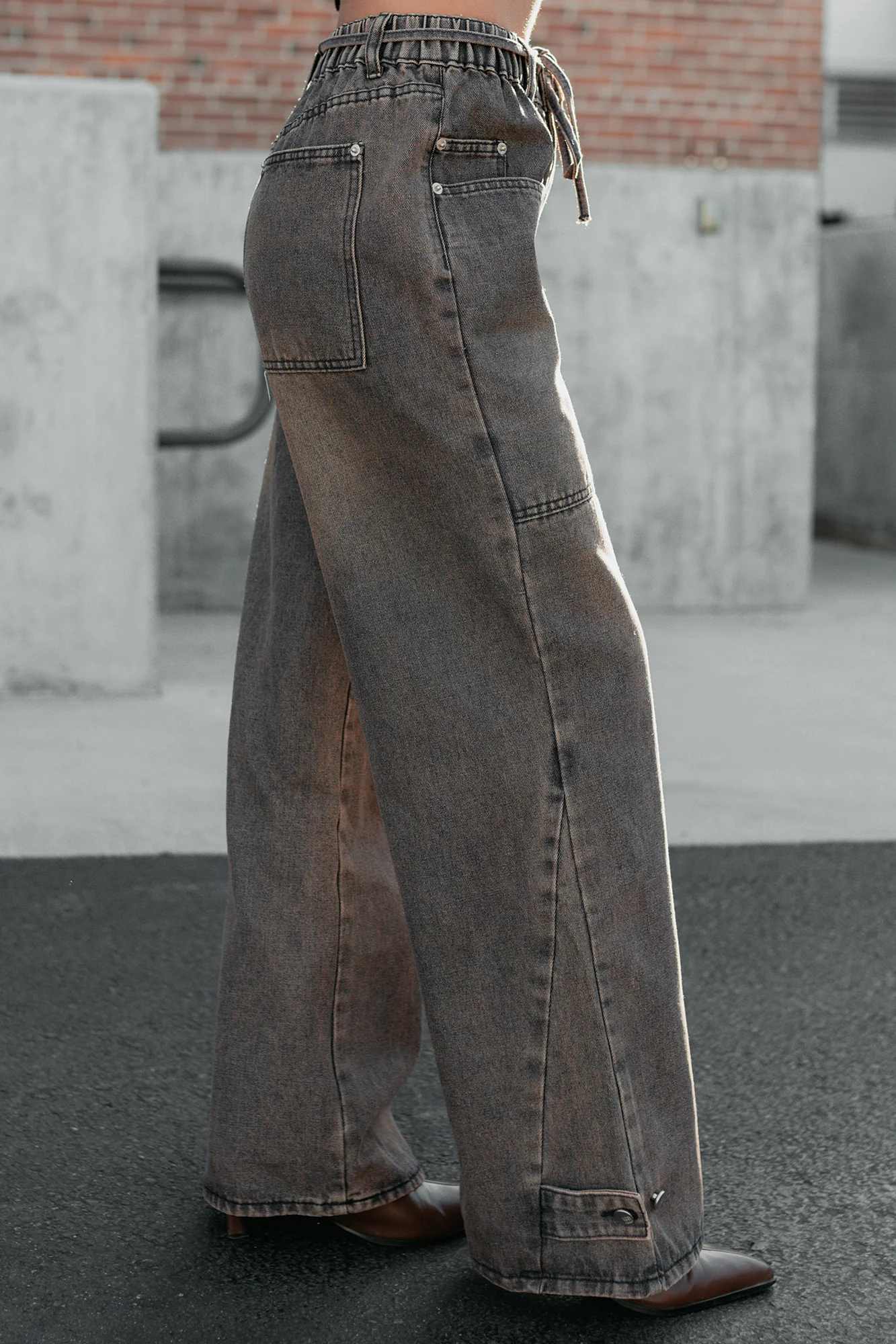 Hattie Wide Leg Washed Very J Jeans (Brown) - Image 6