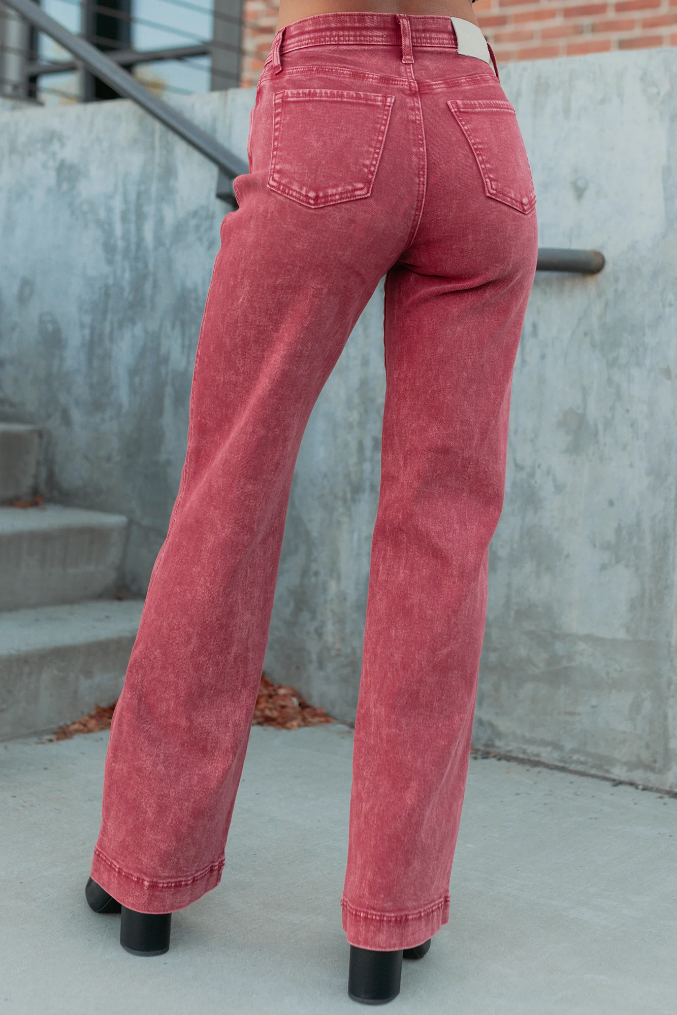 Haven Tummy Control Saige Denim Straight Jeans (Brick Red) - Image 3