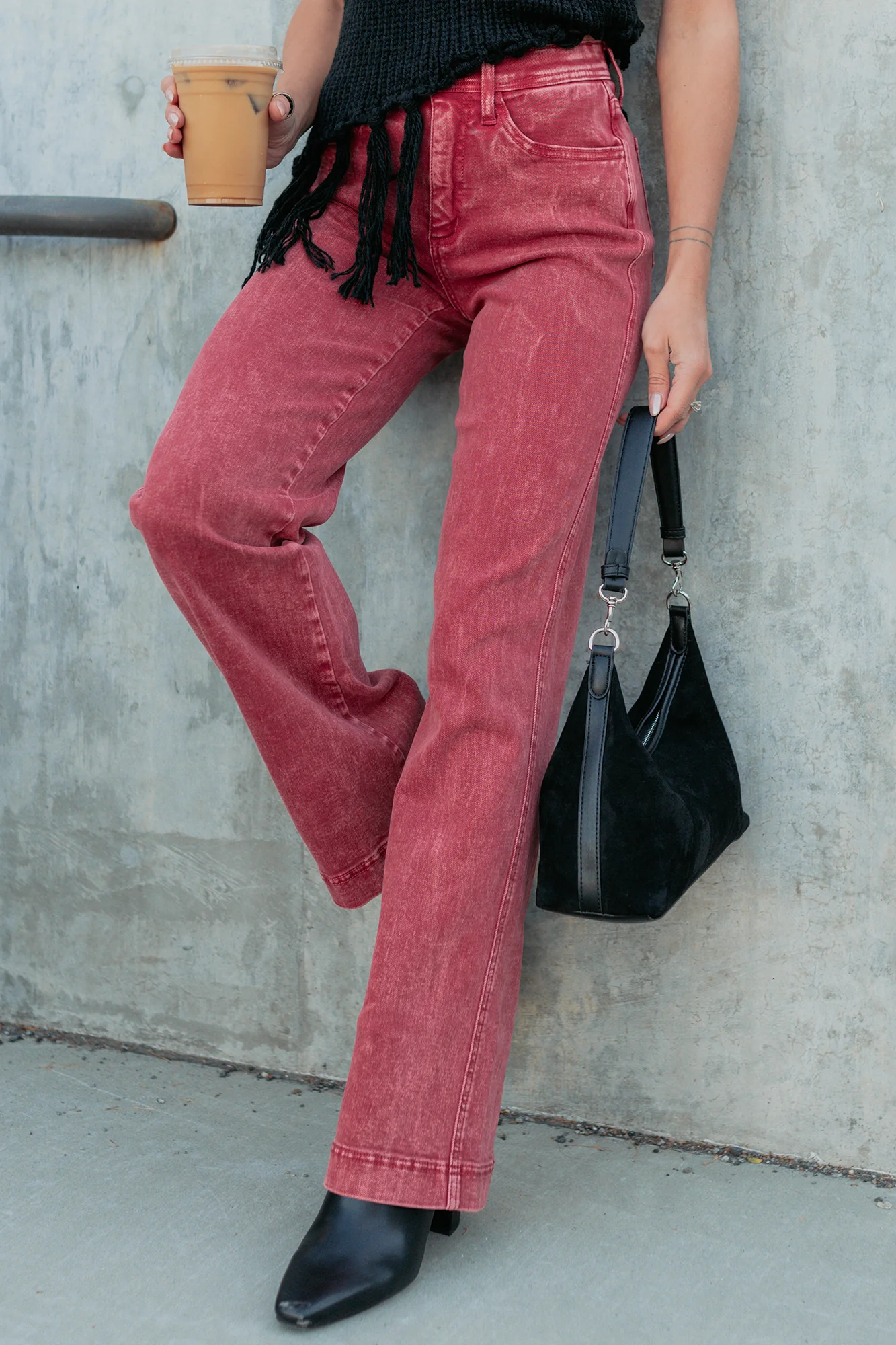Haven Tummy Control Saige Denim Straight Jeans (Brick Red) - Image 4