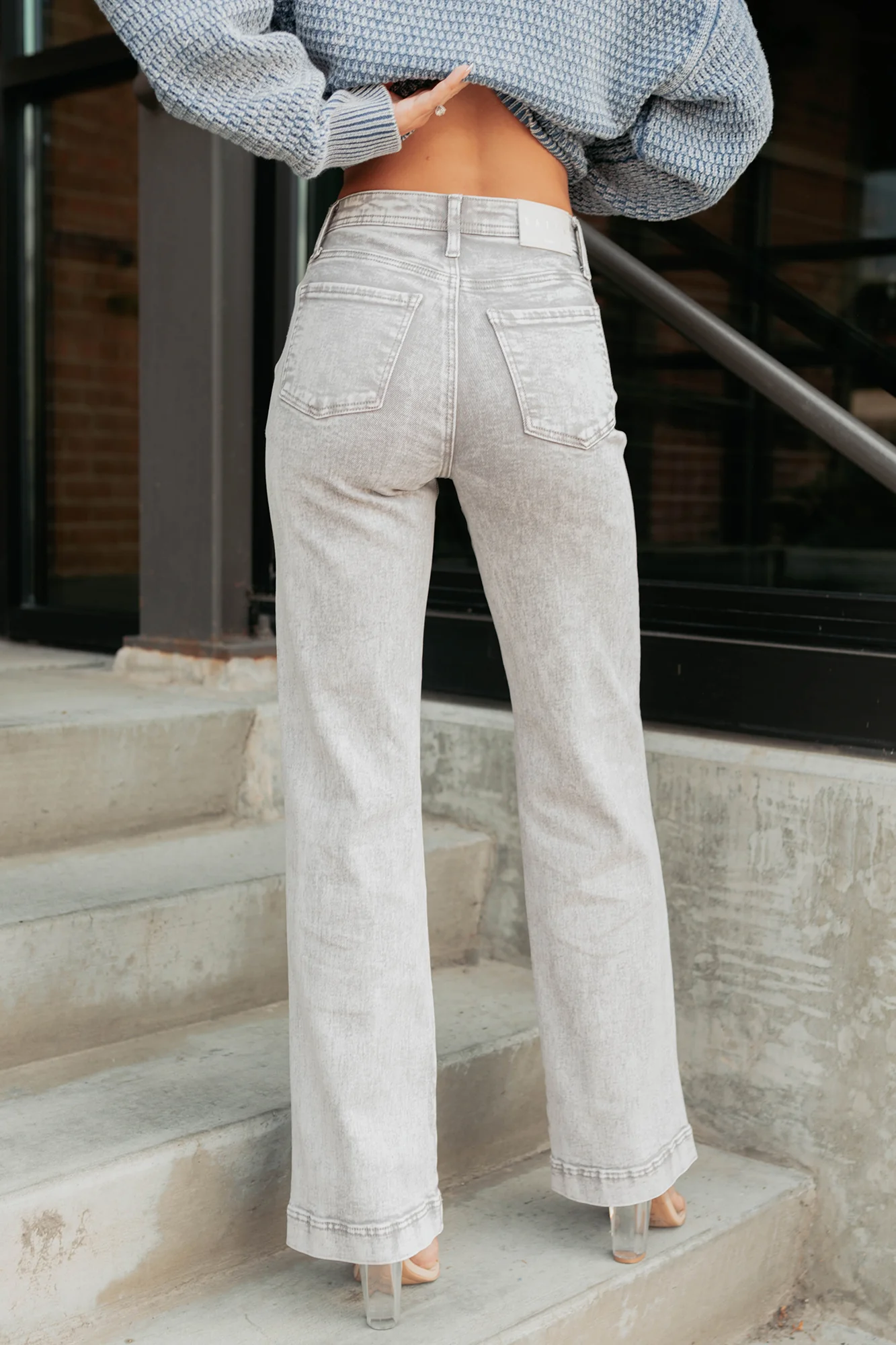 Haven Tummy Control Saige Denim Straight Jeans (Silver Grey) - Image 3