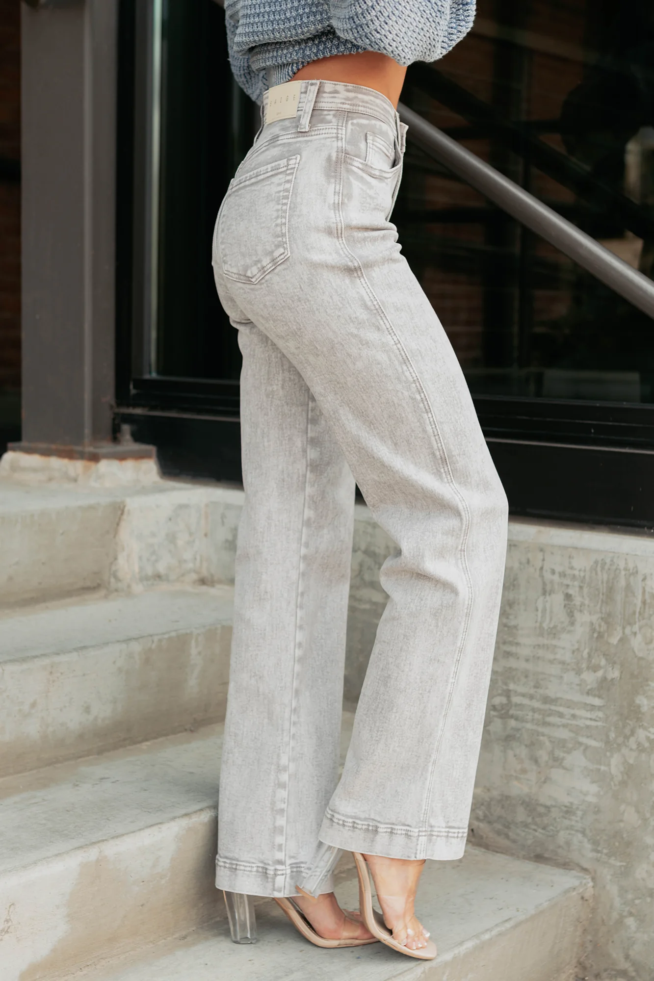 Haven Tummy Control Saige Denim Straight Jeans (Silver Grey) - Image 4