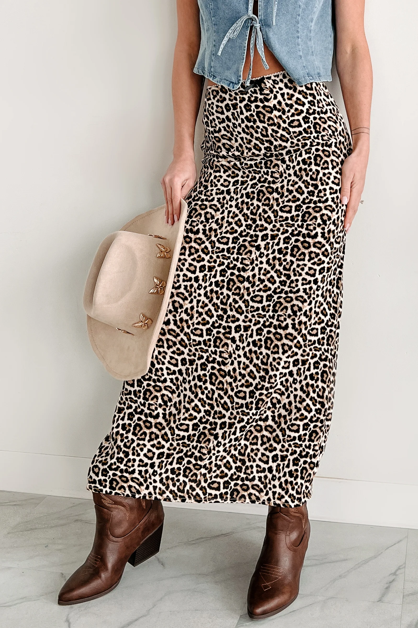 Headed To Brunch Leopard Print Cami & Skirt Set (Almond/Black) - Image 10