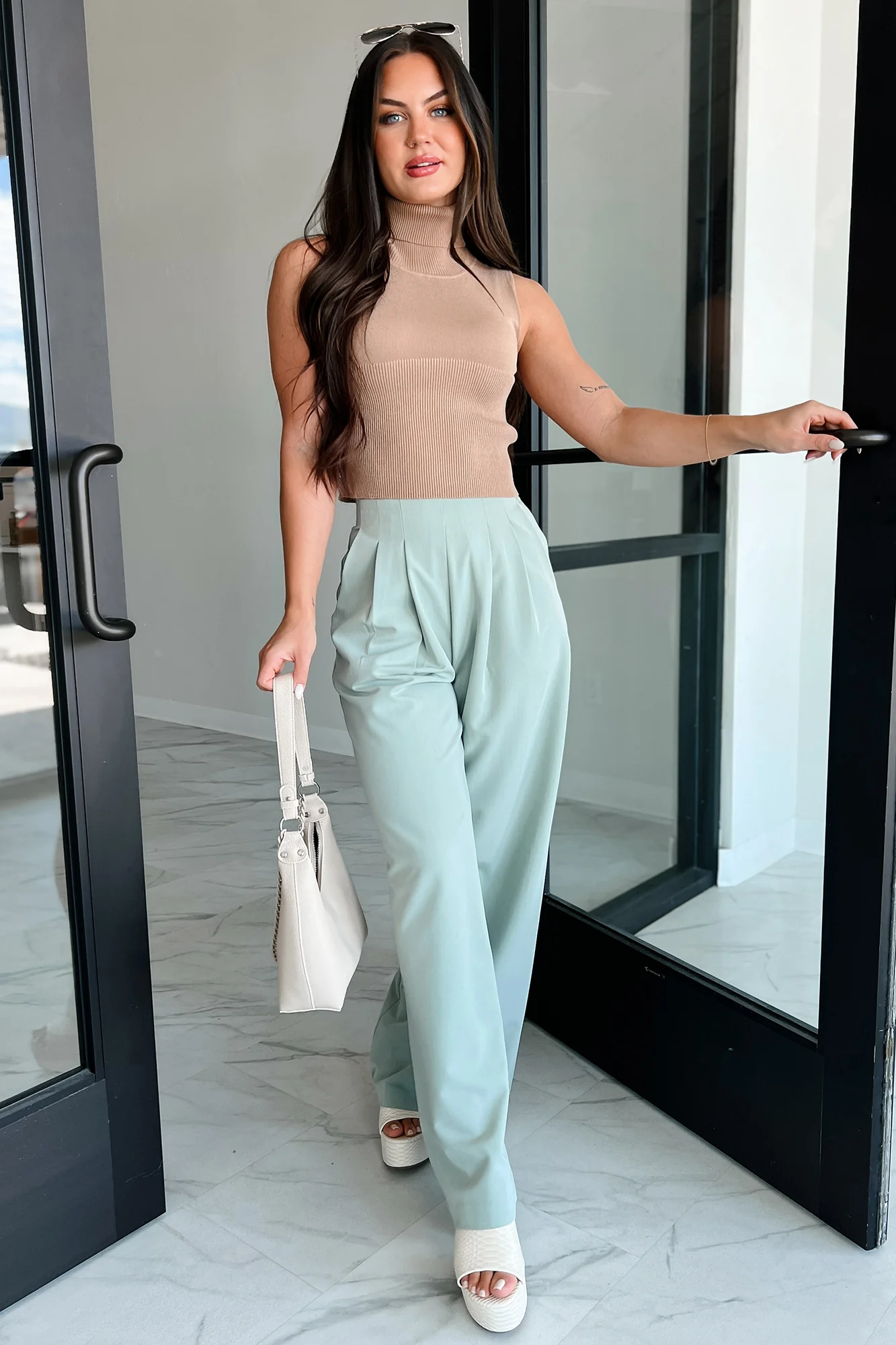 Heard About You Knit Turtleneck Tank (Taupe) - Image 15
