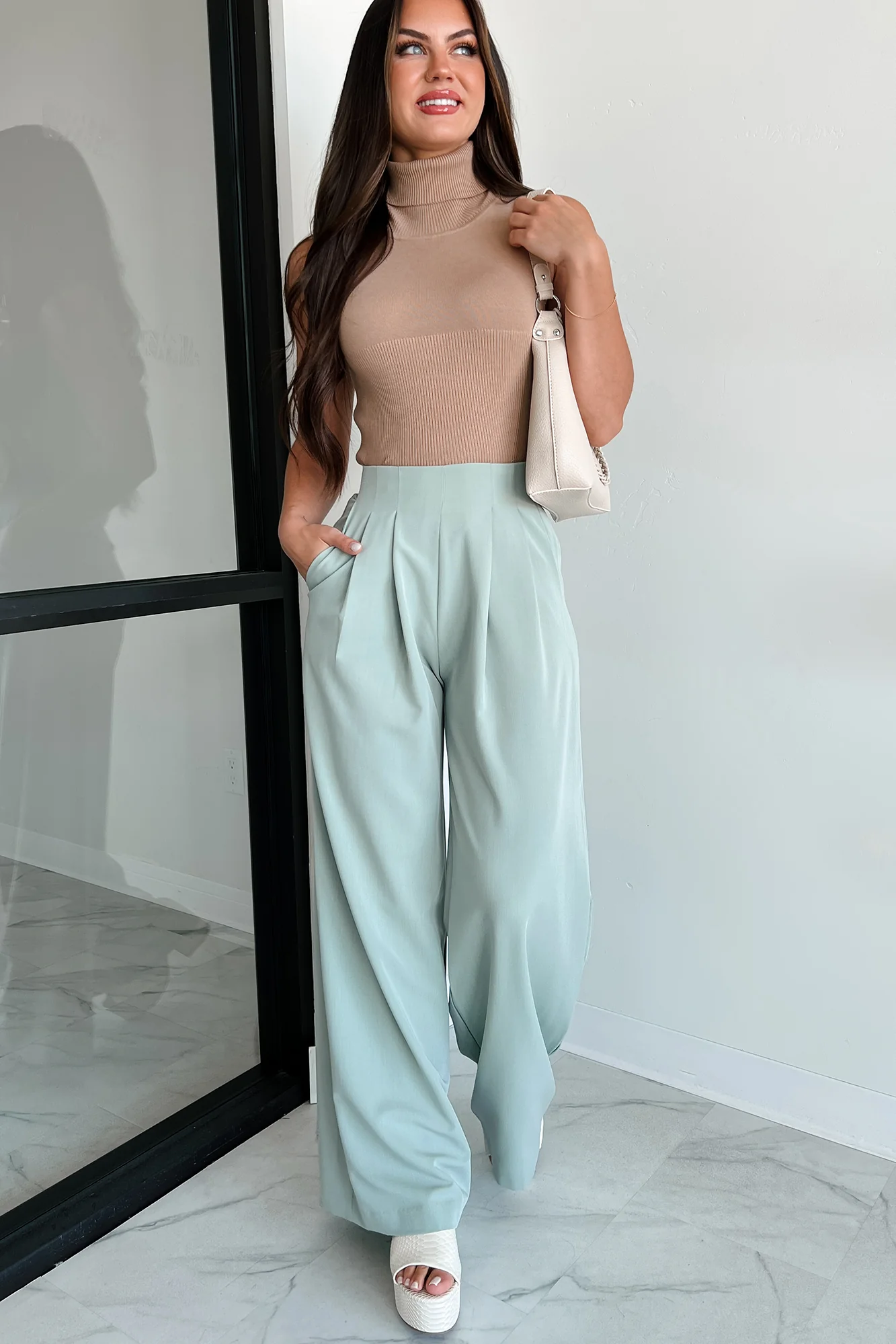 Heard About You Knit Turtleneck Tank (Taupe) - Image 9