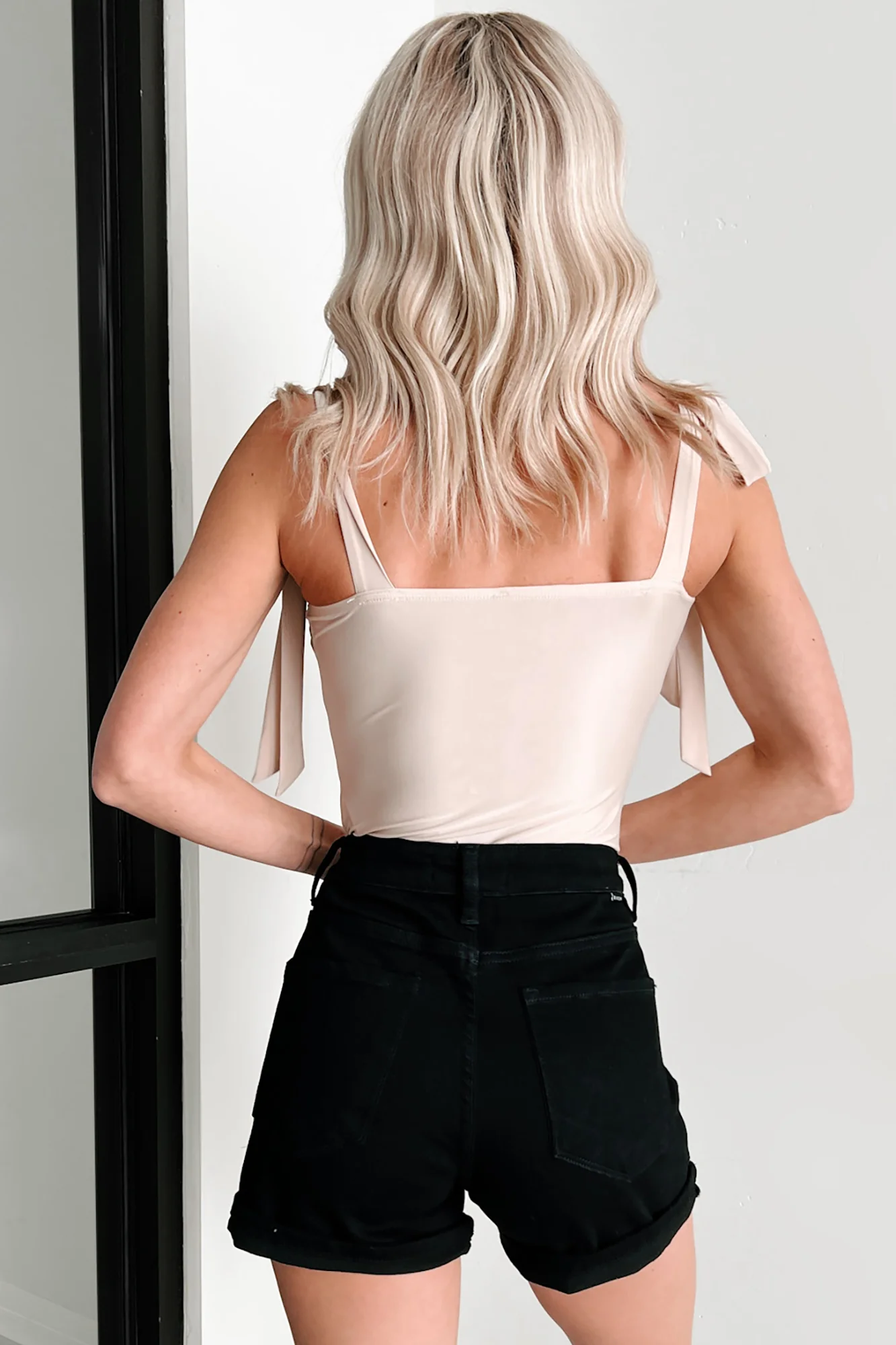 Heart Full Of Dreams Tie Shoulder Bodysuit (Nude) - Image 4