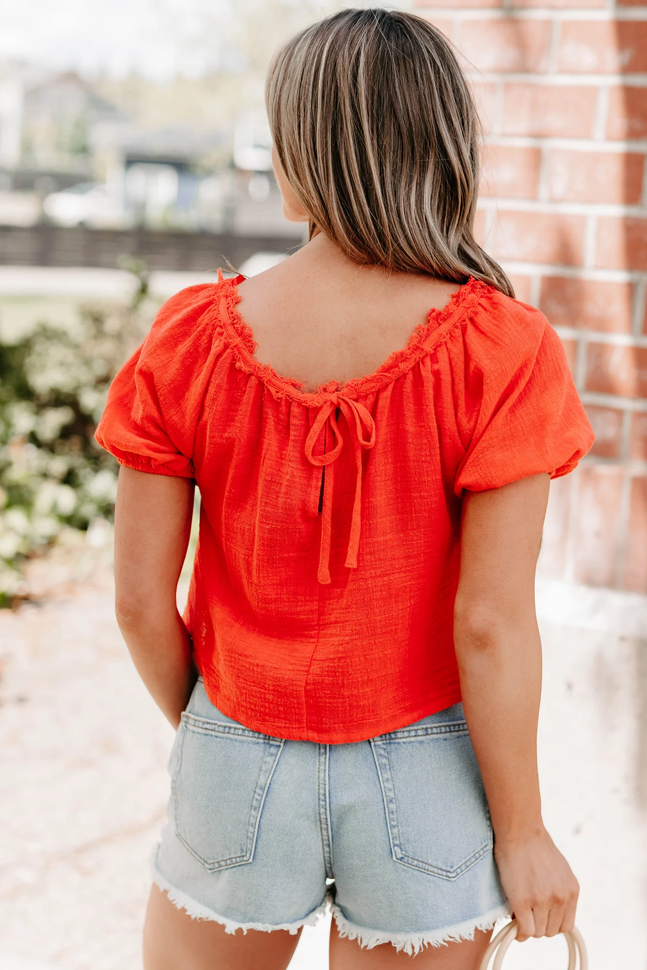 Heart In The Clouds Puff Sleeve Top (Coral) - Image 11