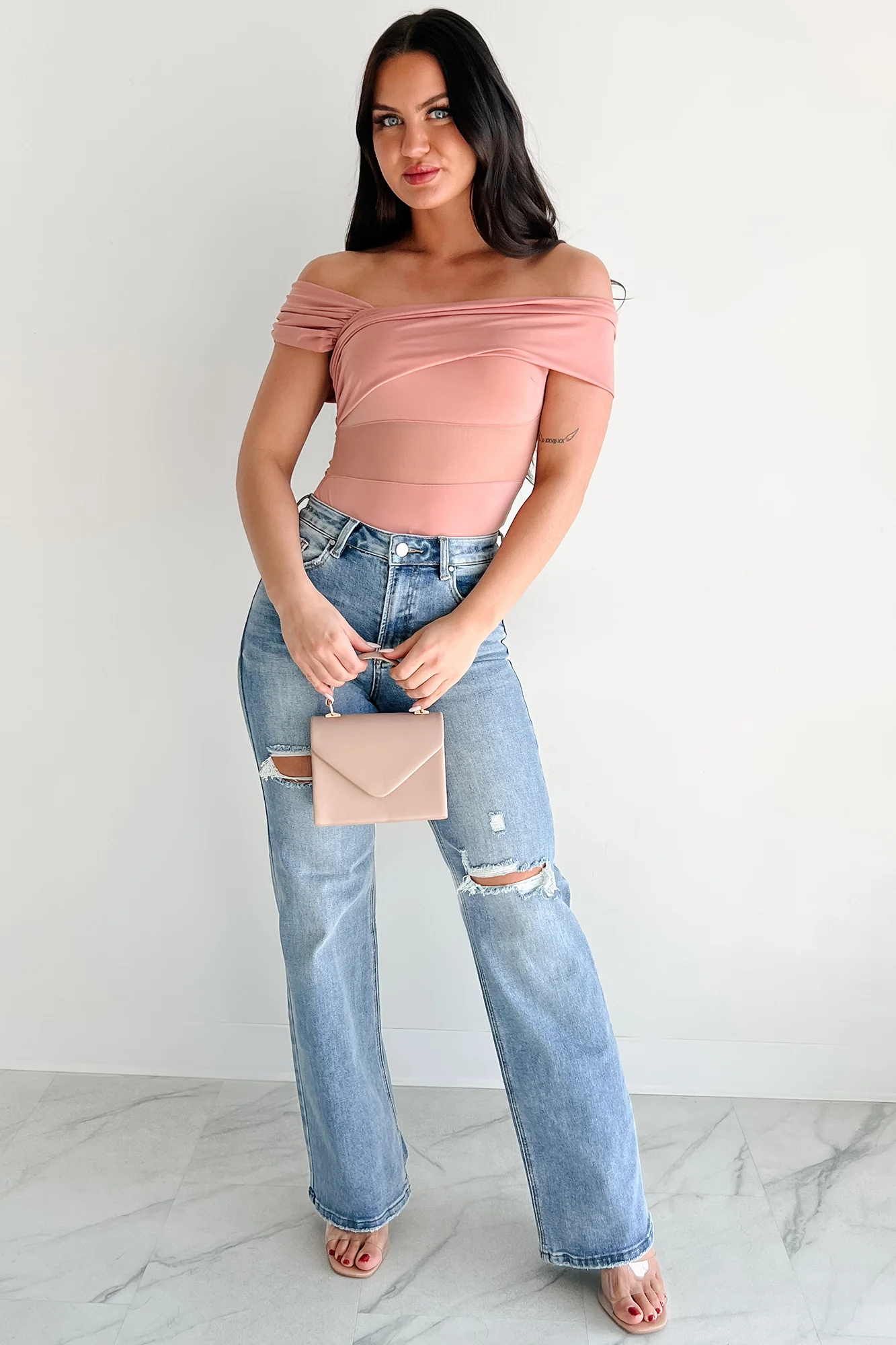 Heartfelt Moments Asymmetric Bodysuit (Mauve) - Image 2