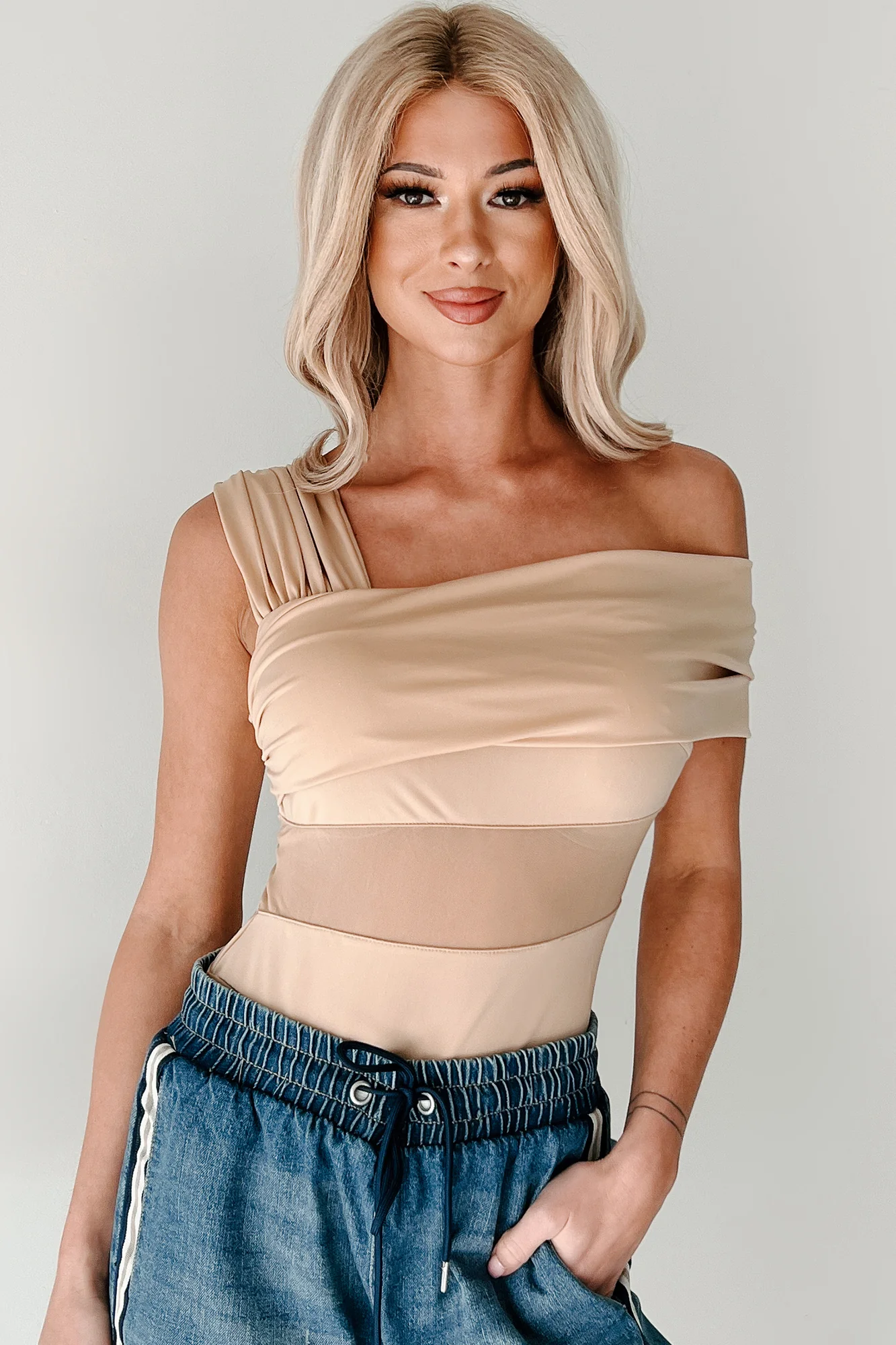 Heartfelt Moments Asymmetric Bodysuit (Nude) - Image 7