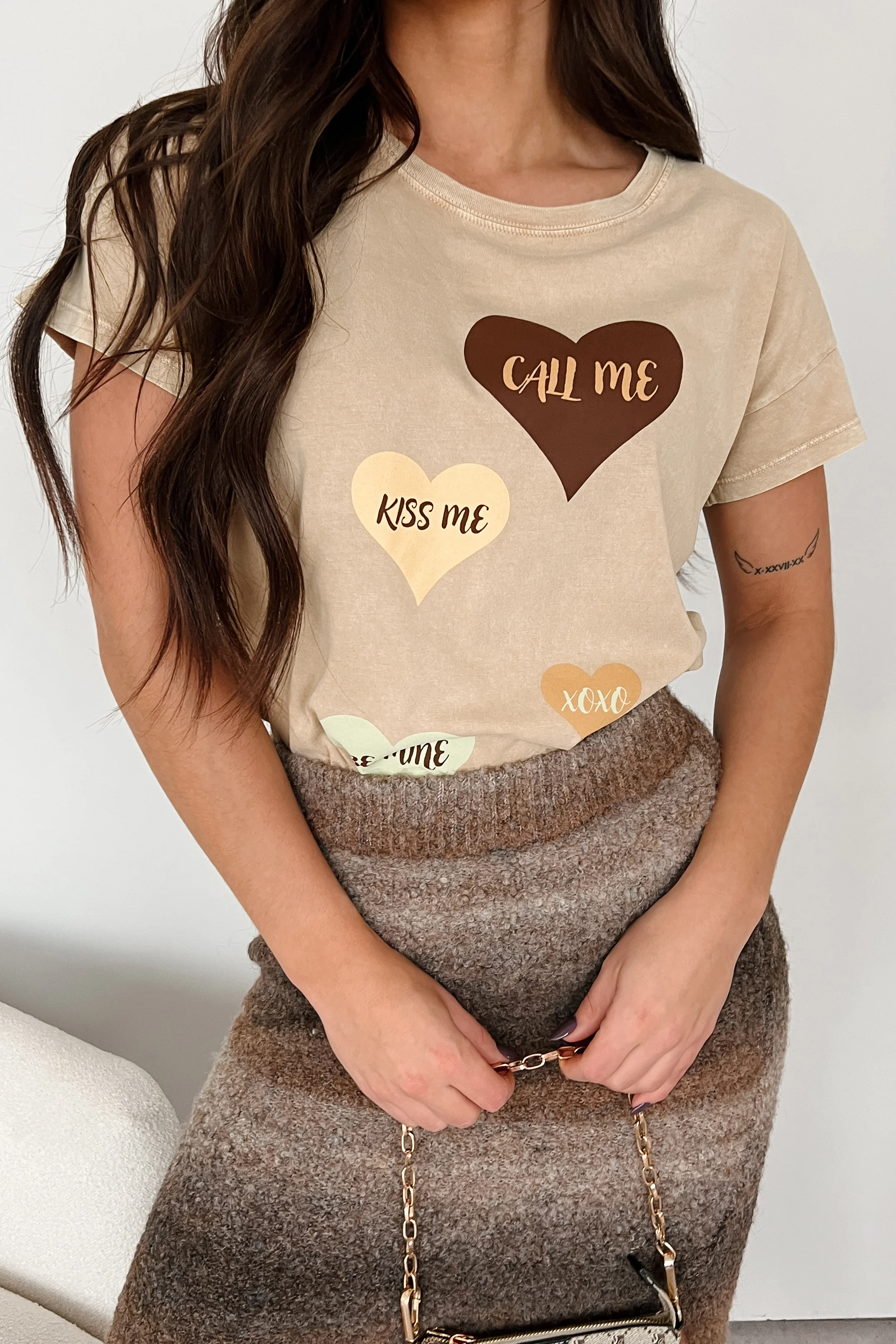 Heartfelt Words Mineral Wash Graphic Tee (Taupe) - Image 6