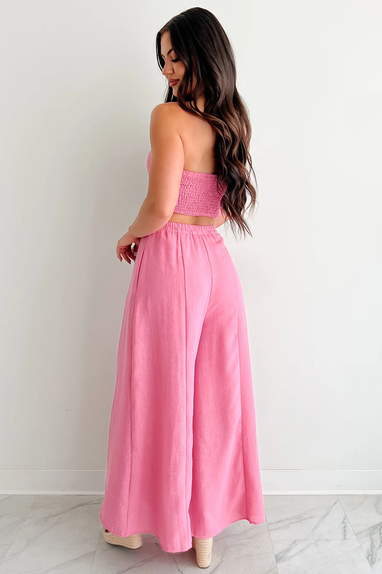 Heartthrob Moments Strapless Crop Top & Pant Set (Magenta) - Image 3