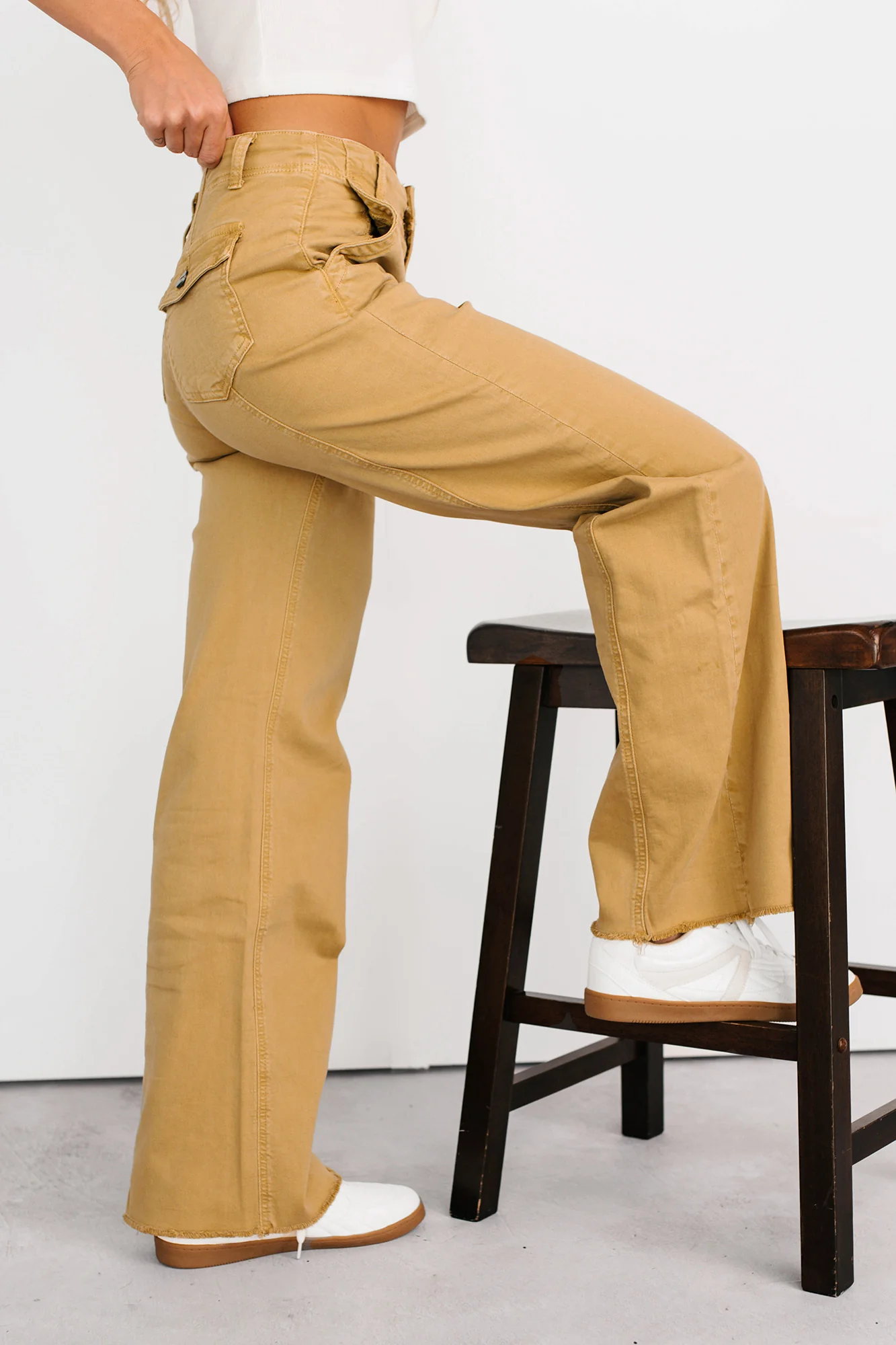 Heath Wide Leg High Rise Mica Denim Jeans (Camel) - Image 3