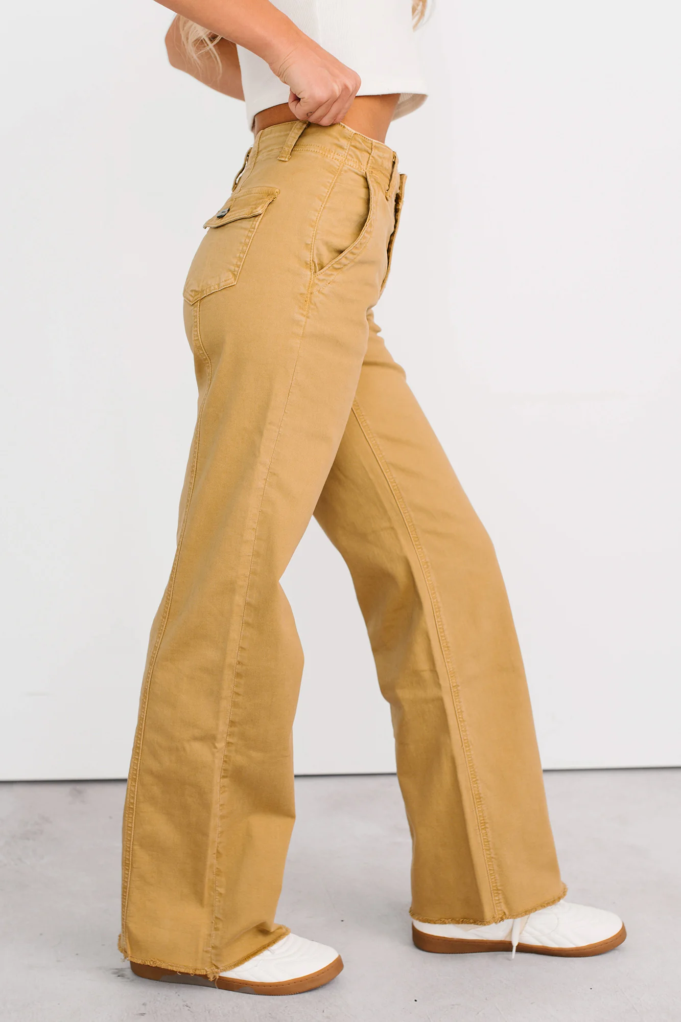 Heath Wide Leg High Rise Mica Denim Jeans (Camel) - Image 5