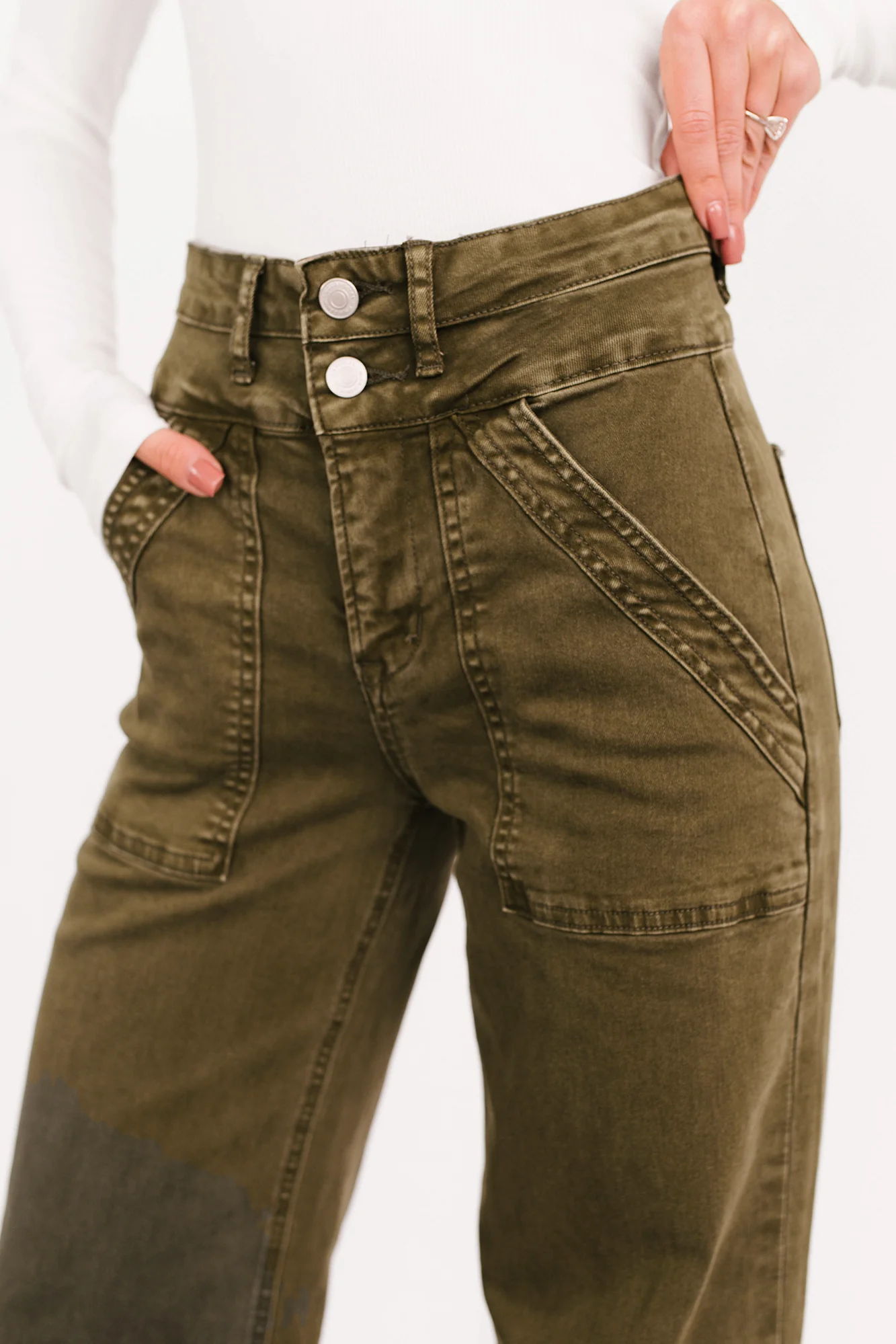 Henley Wide Leg Mica Denim Jeans (Fern Green) - Image 10