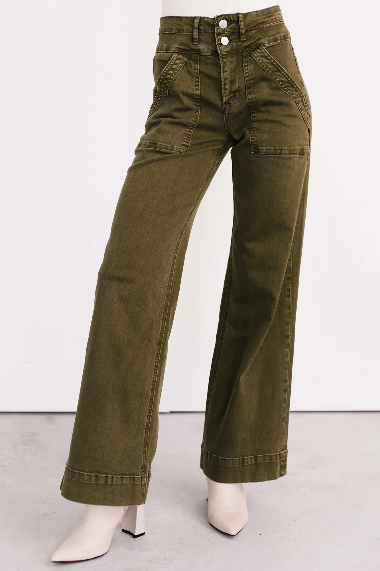 Henley Wide Leg Mica Denim Jeans (Fern Green) - Image 11