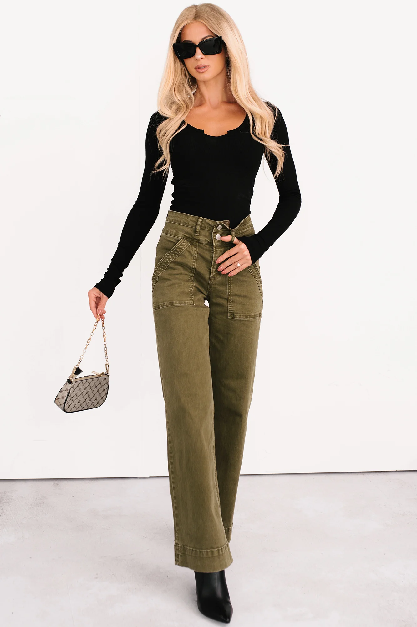 Henley Wide Leg Mica Denim Jeans (Fern Green) - Image 15