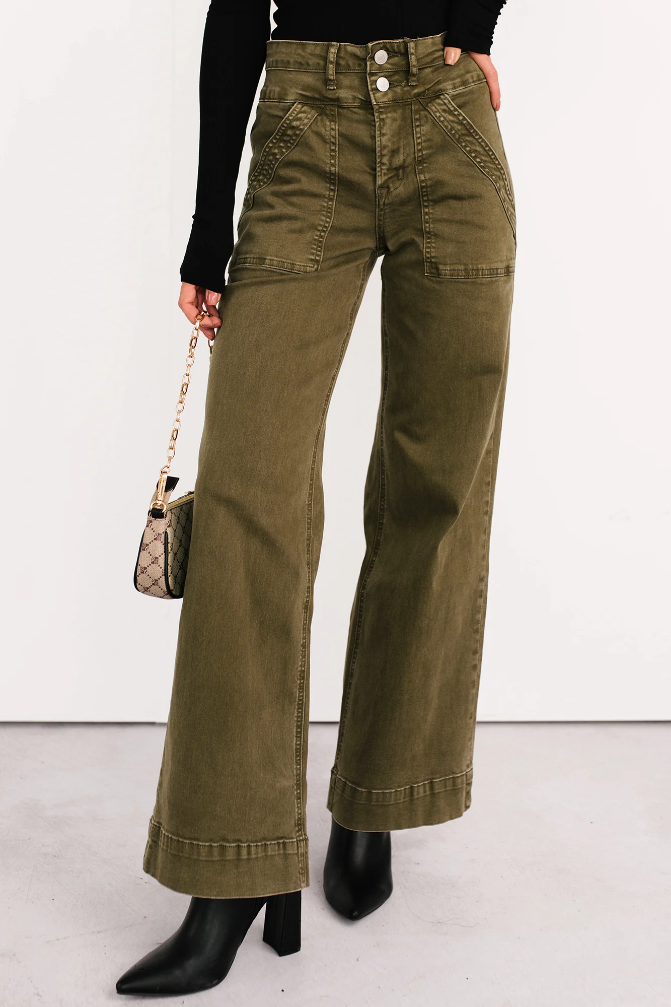 Henley Wide Leg Mica Denim Jeans (Fern Green) - Image 16
