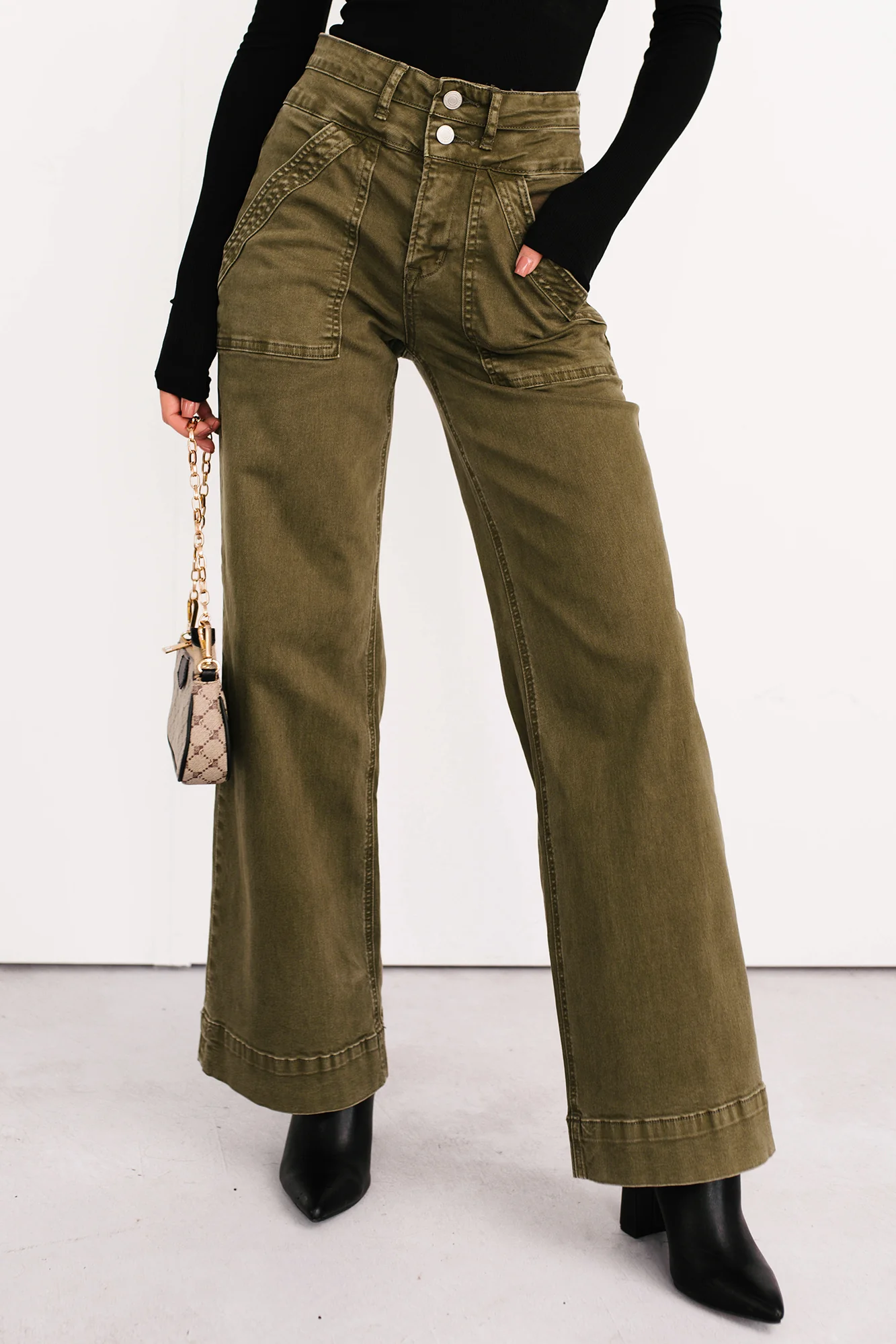 Henley Wide Leg Mica Denim Jeans (Fern Green) - Image 17
