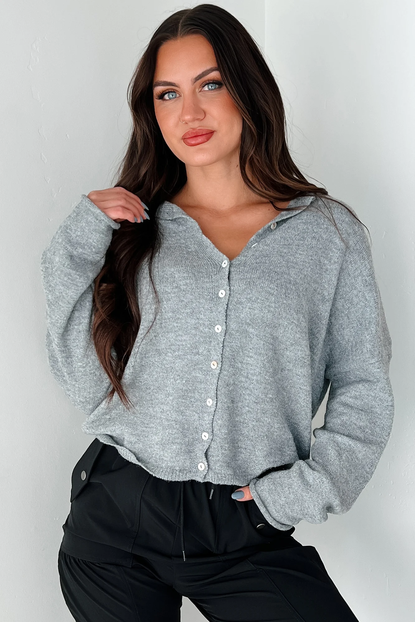 Henrik Lightweight Button Cardigan (Heather Grey) - Image 13