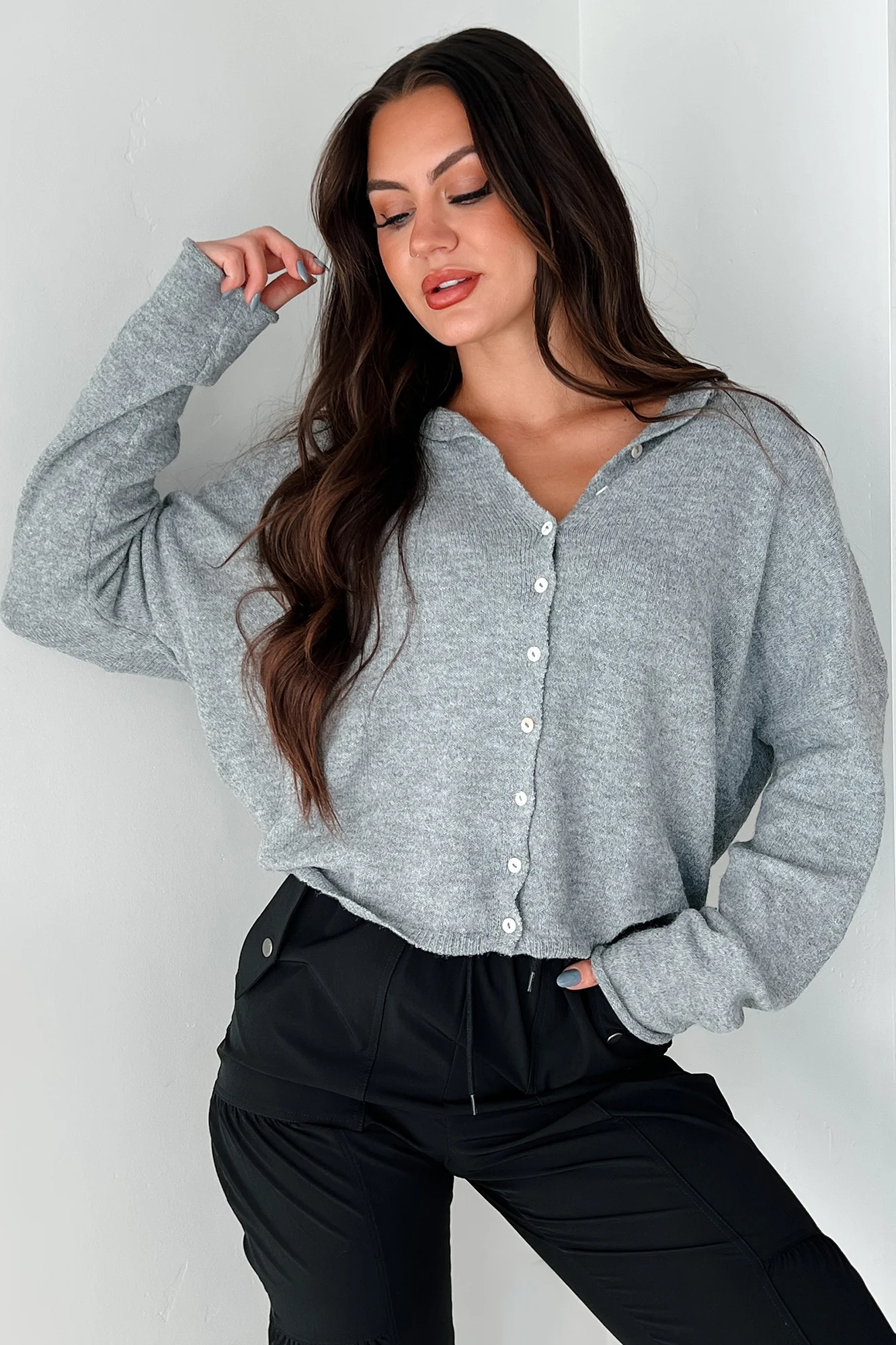 Henrik Lightweight Button Cardigan (Heather Grey) - Image 6
