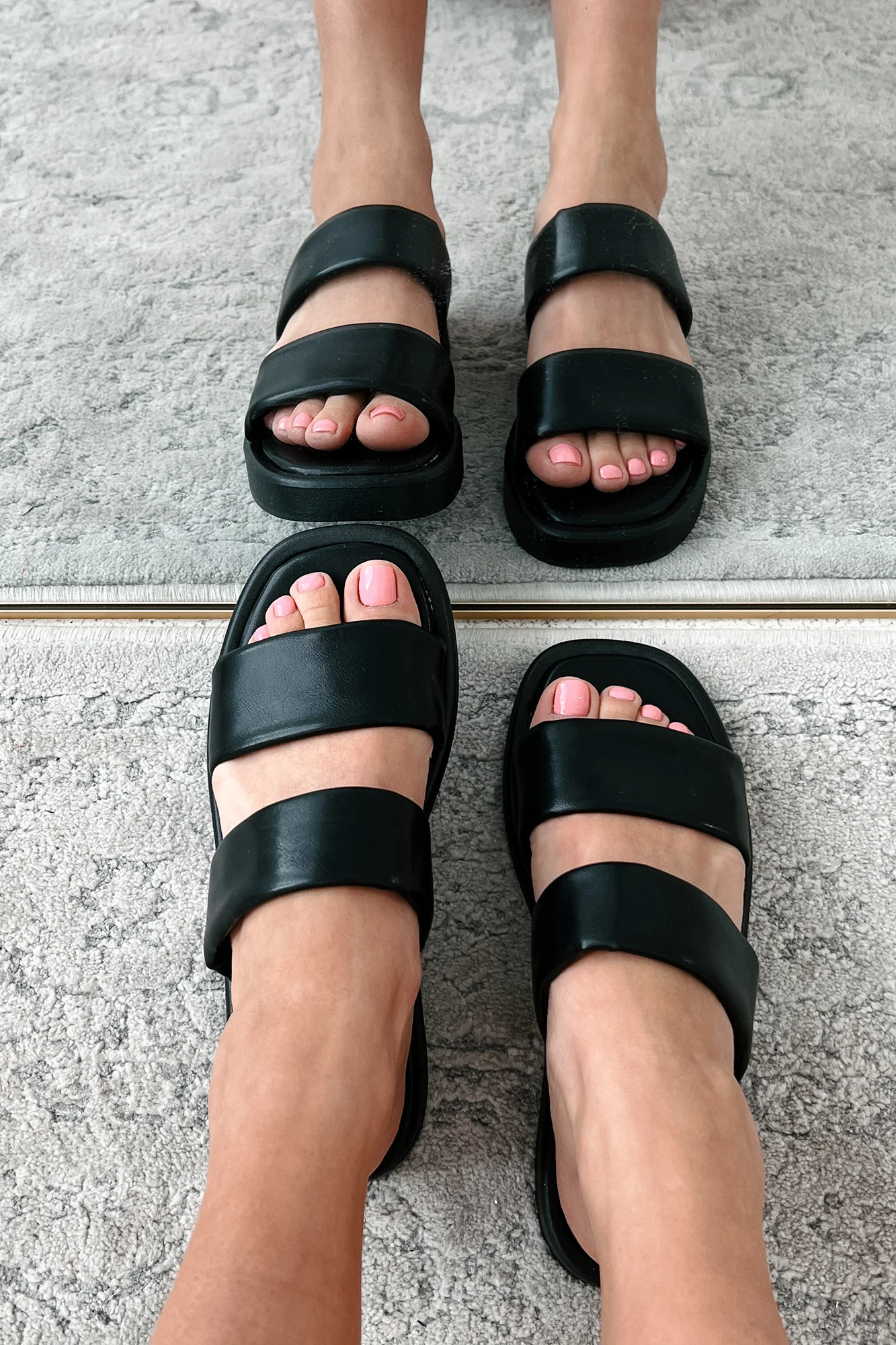 Hey Amigo Double Strap Platform Sandals (Black) - Image 3