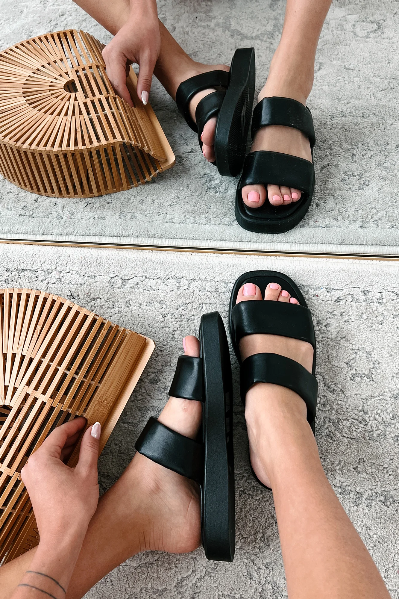 Hey Amigo Double Strap Platform Sandals (Black) - Image 4