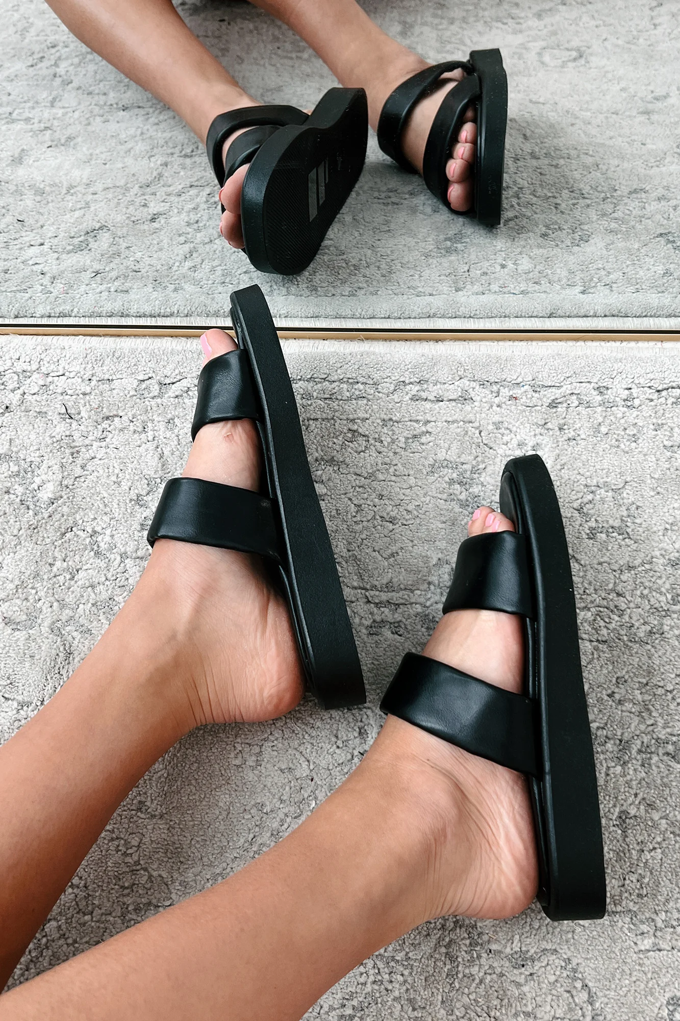 Hey Amigo Double Strap Platform Sandals (Black) - Image 5