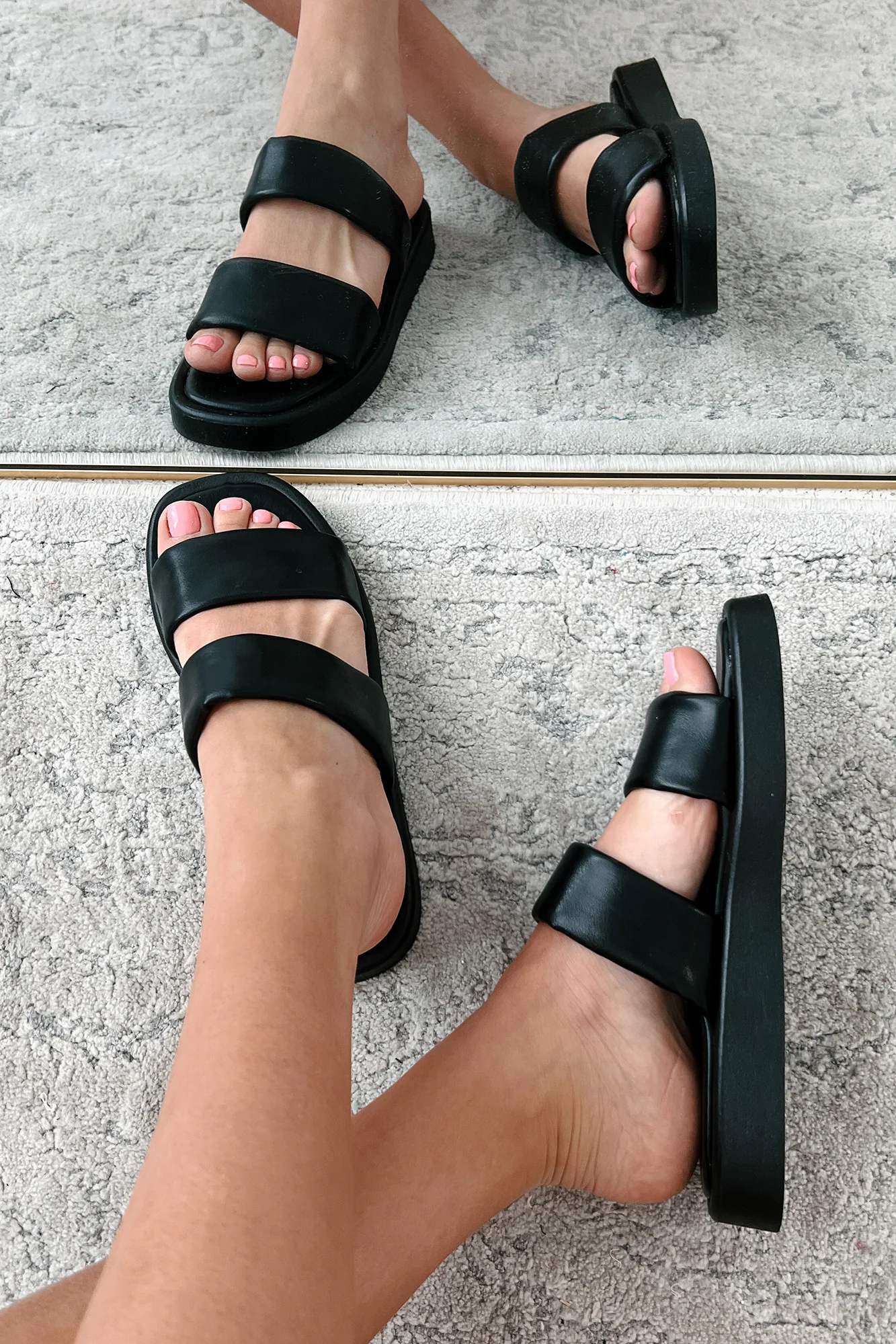 Hey Amigo Double Strap Platform Sandals (Black) - Image 6