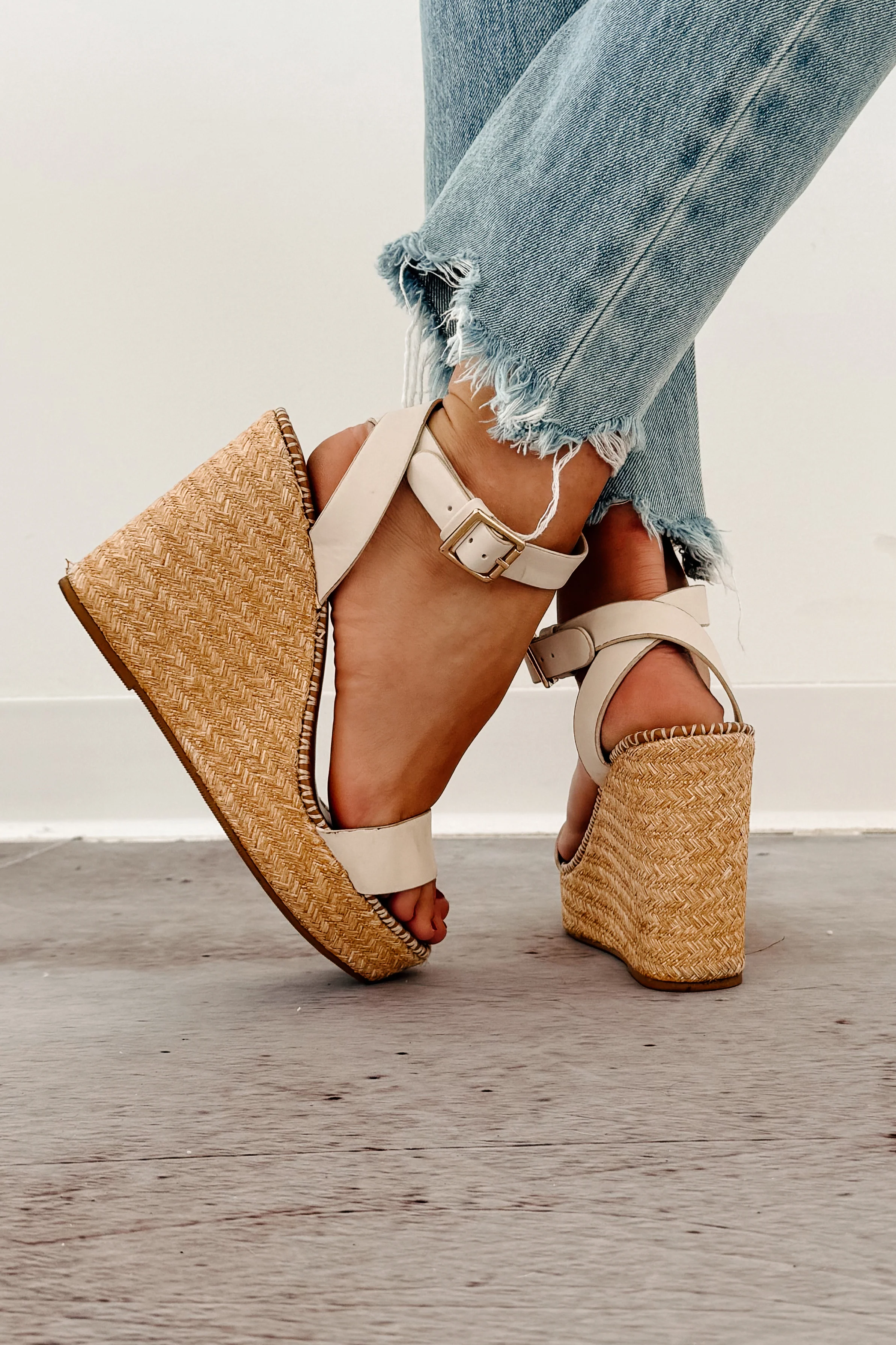 High-End Aura Espadrille Ankle Strap Wedges (Off White) - Image 2