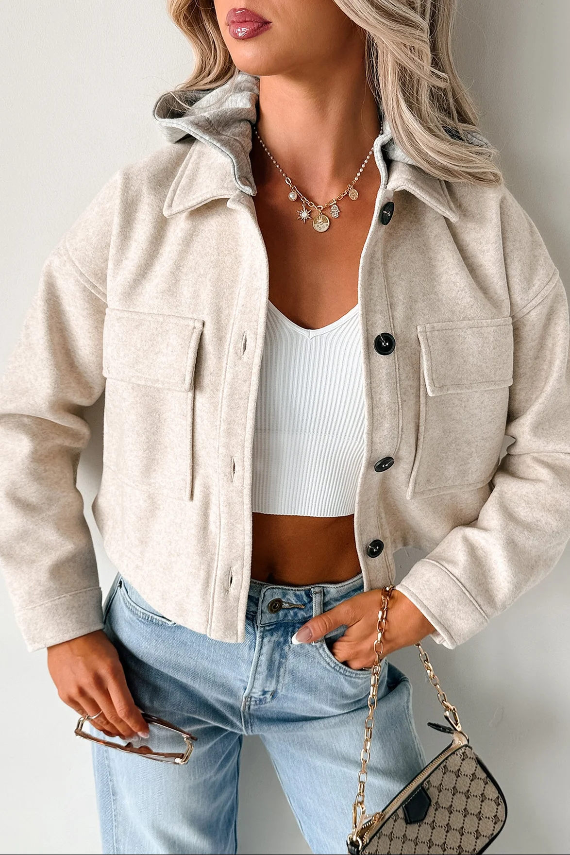 Holding Steady Button-Up Hoodie Jacket (Ivory) - Image 3