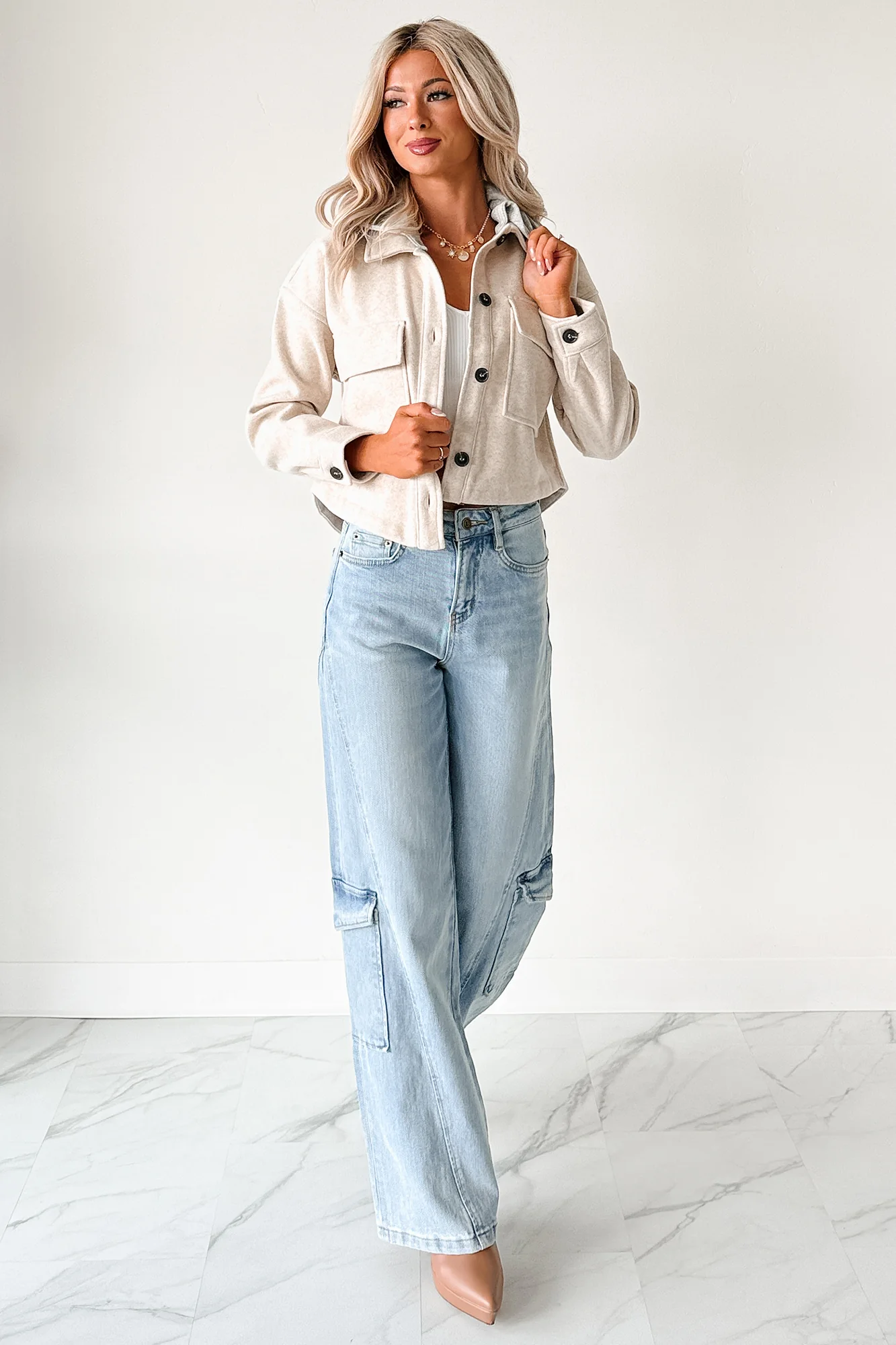 Holding Steady Button-Up Hoodie Jacket (Ivory) - Image 4