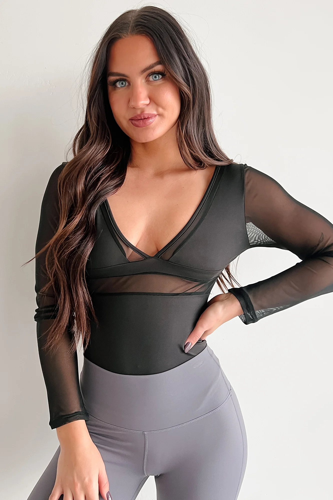 Holding You Responsible Mesh Contrast Bodysuit (Black) - Image 11