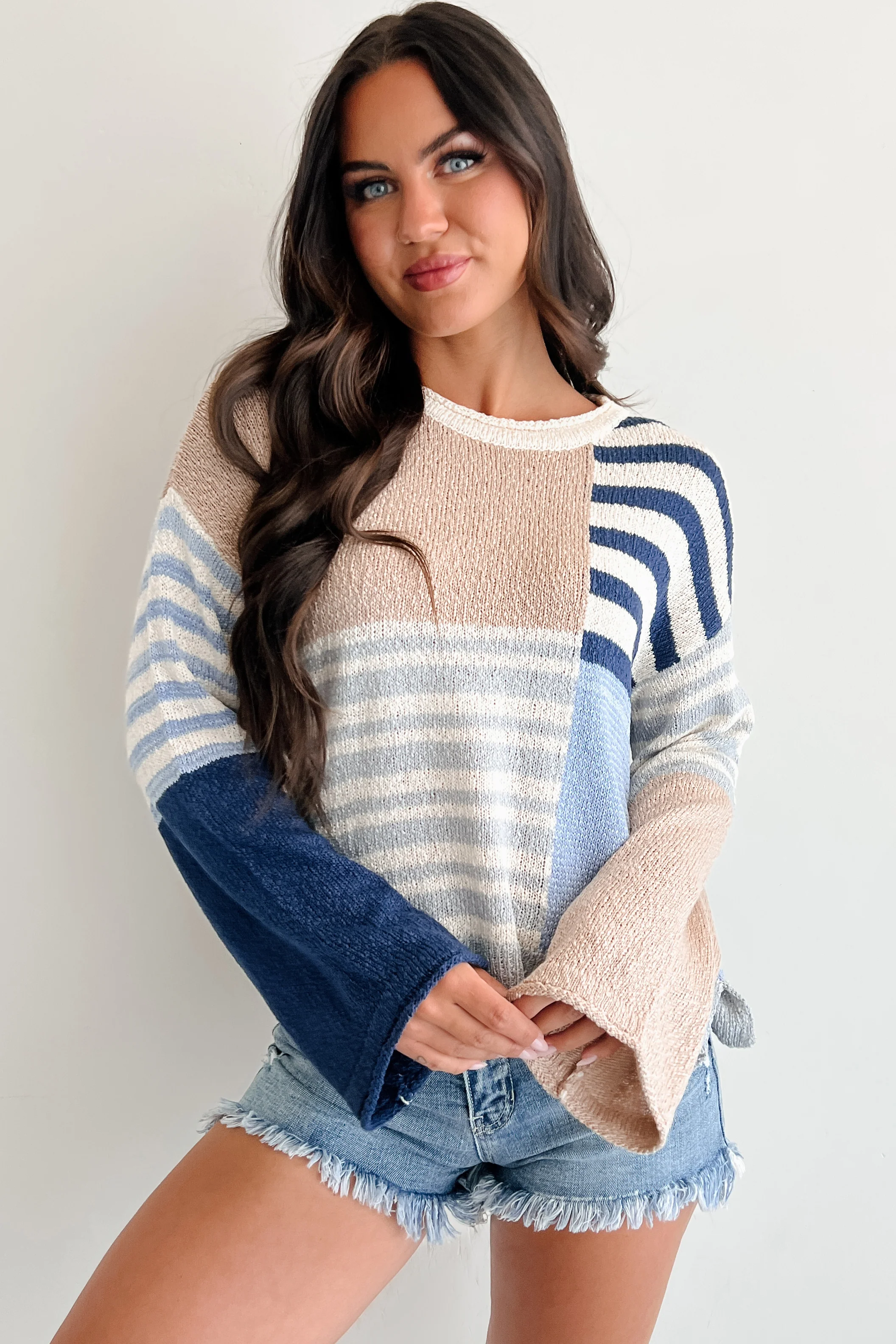 Homebody Era Colorblock Sweater Top (Blue) - Image 5