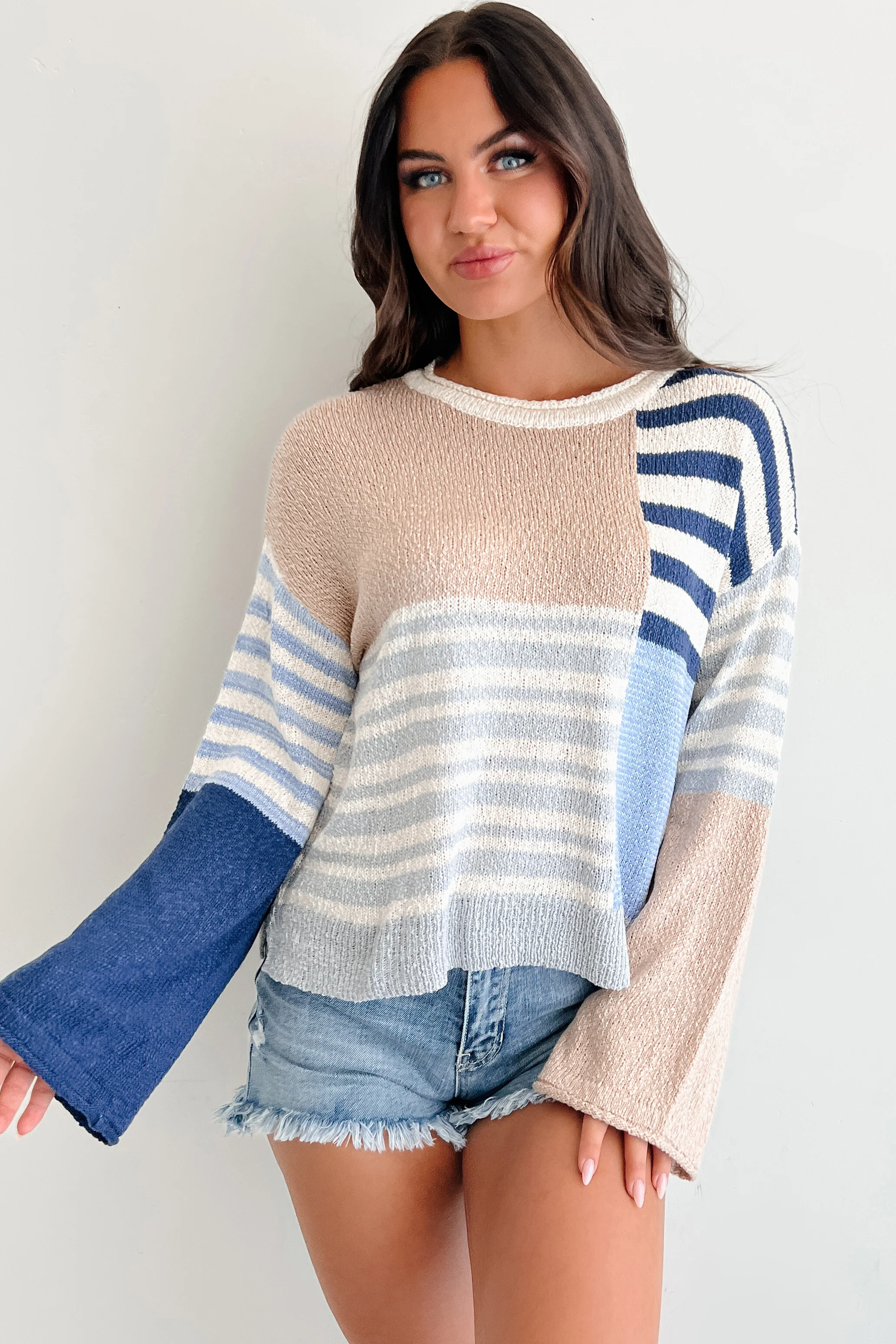 Homebody Era Colorblock Sweater Top (Blue) - Image 8