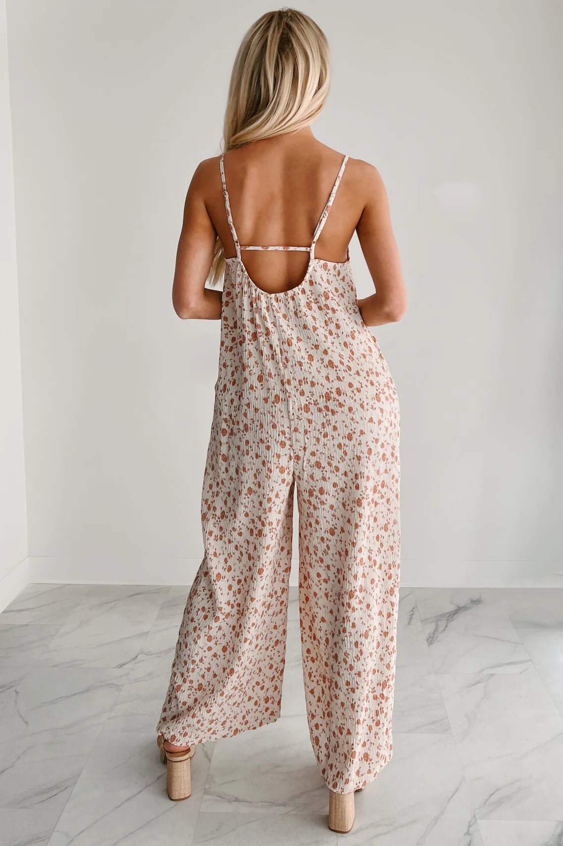 Homebody Heaven Pleated Wide Leg Jumpsuit (Cream Floral) - Image 2