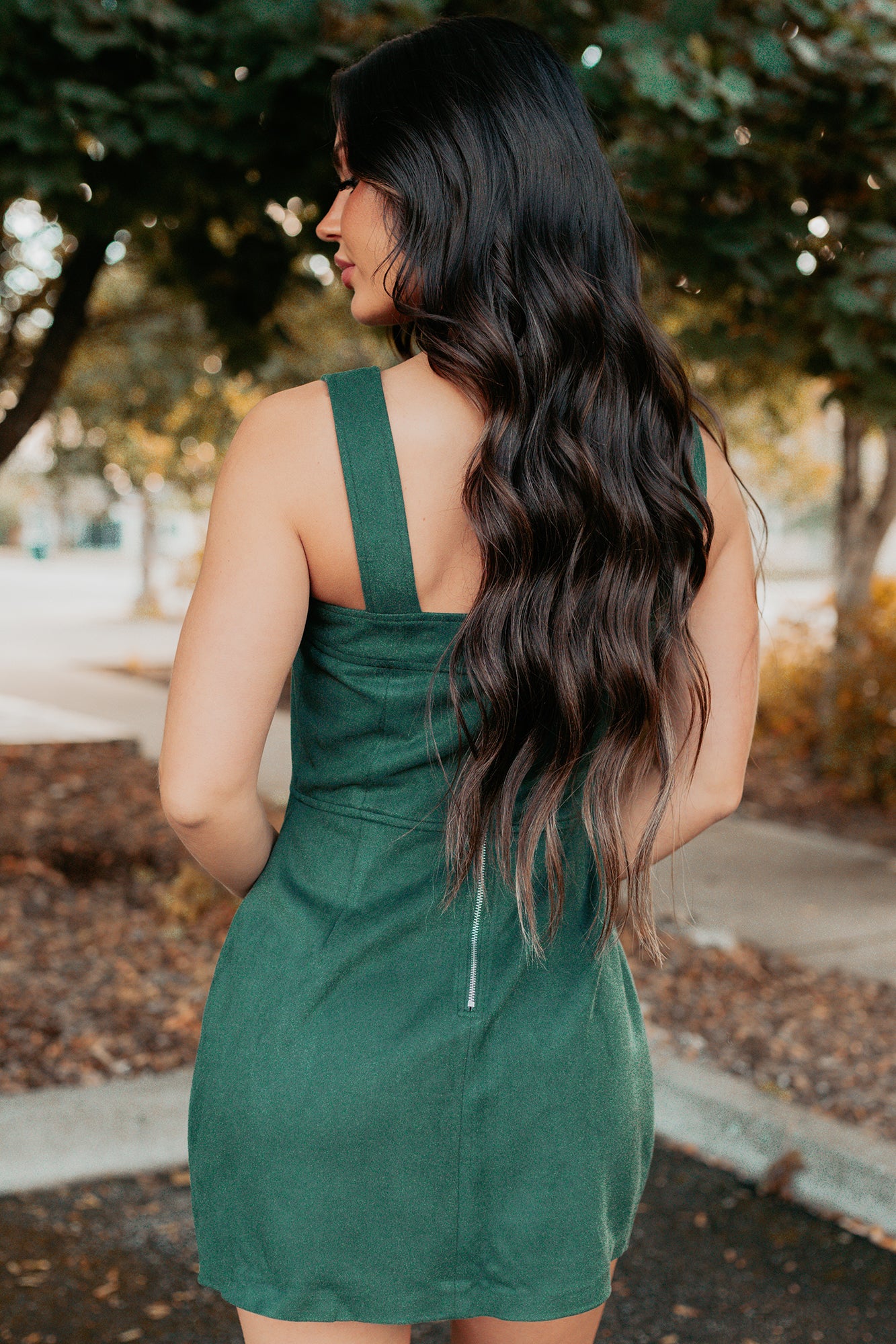 Honest Energy Sleeveless Mini Dress (Forest Green) - Image 3
