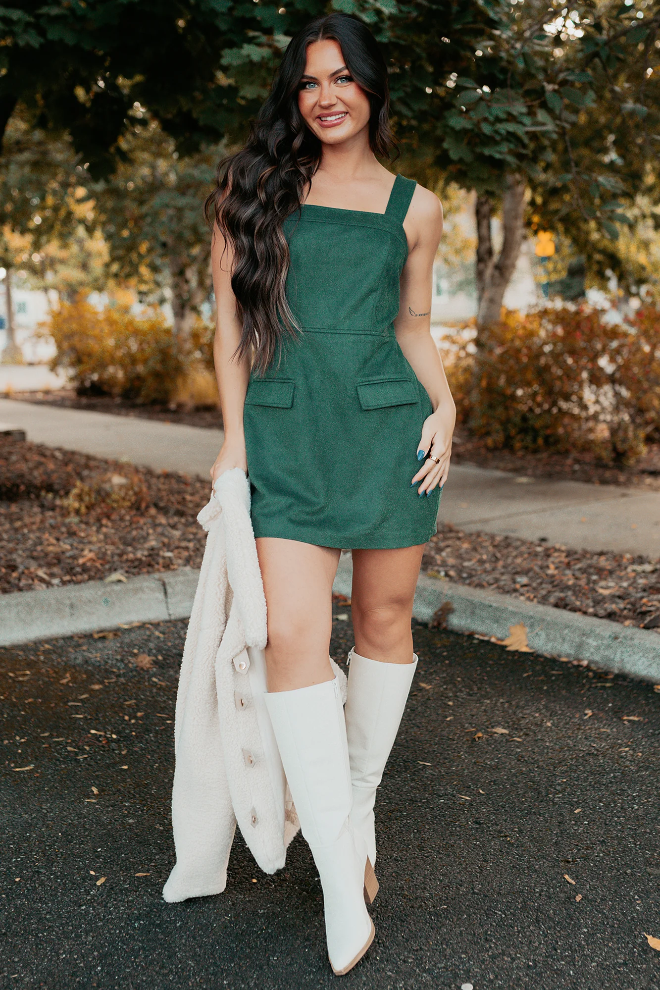 Honest Energy Sleeveless Mini Dress (Forest Green) - Image 5